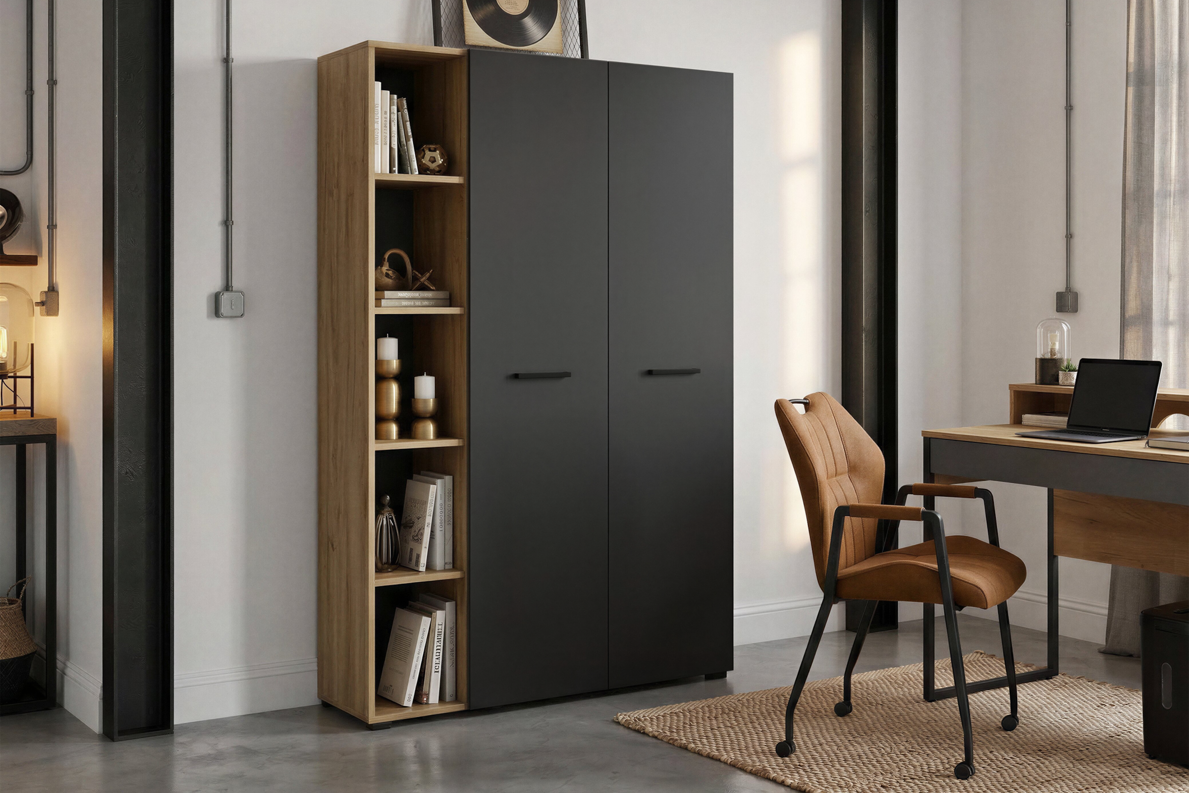 OTTO home Computerschrank »Moid« Set,  PC-Schrank, mit zwei Türen, mit Tastaturauszug, B 88 cm