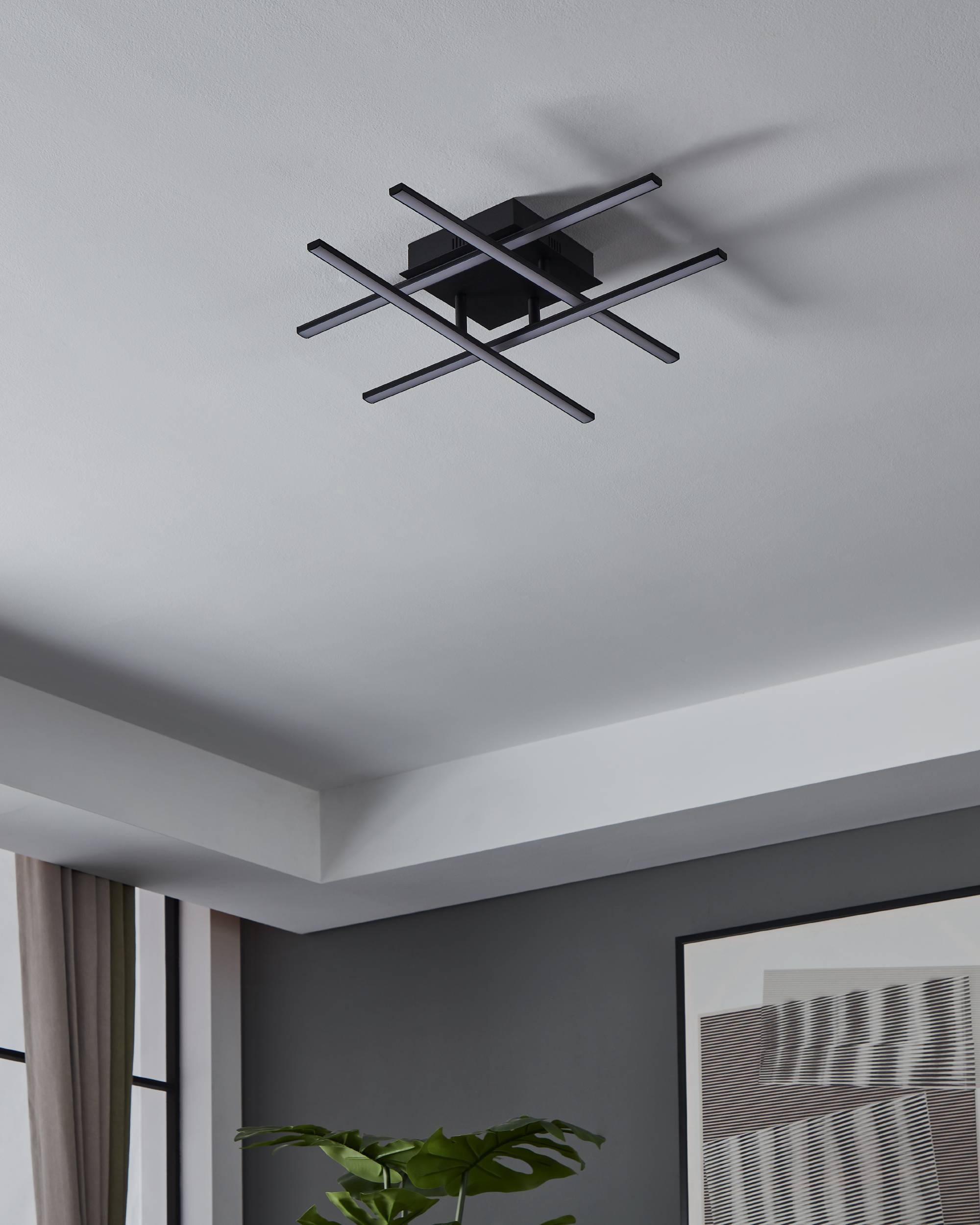 EGLO Deckenleuchte »Lasana 3 Deckenleuchte, Wohnzimmerlampe, Stahl und Kunststoff, Lampe« LED-Modul 1 Stk. Warmweiß Wandlampe, Deckenlampe Schwarz, Weiß, Wohnzimmerlampe, L x B 50 cm