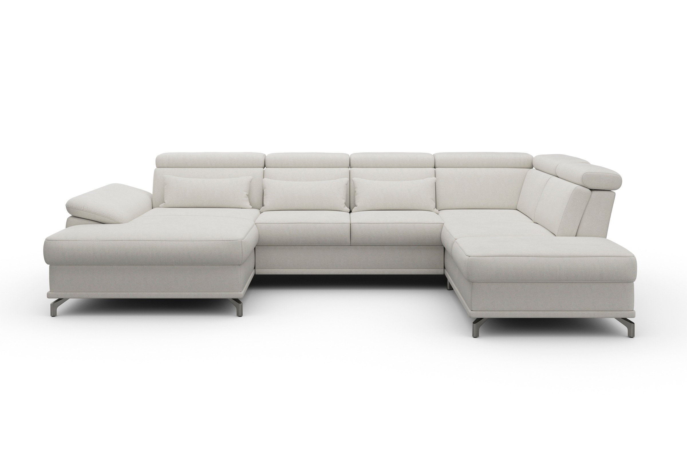 sit&more Wohnlandschaft »Cabrio U-Form, mit Sitztiefenverstellung, Arm- und Kopfteilverstellung«, 3 Nierenkissen, Federkern, optional Bettfunktion und Stauraum