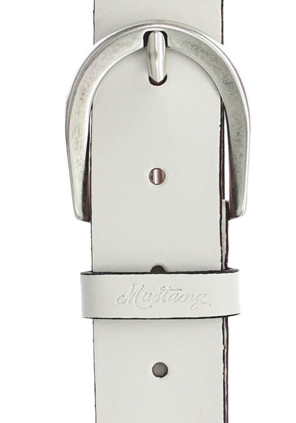 MUSTANG Ledergürtel, mit günstig Schlaufe kaufen der MUSTANG-Logo geprägtem auf