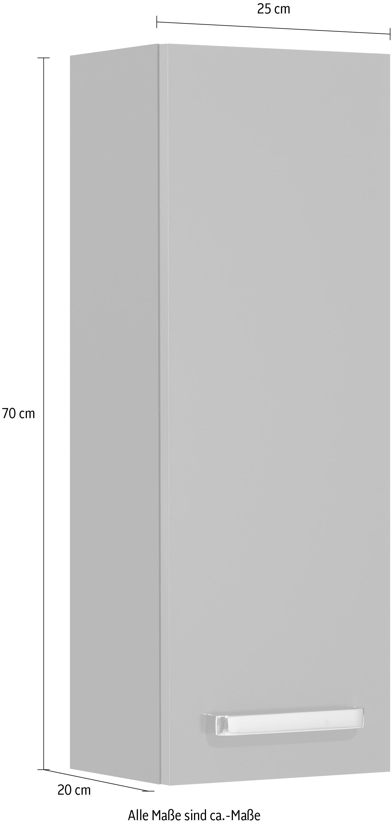 Saphir Hängeschrank »Quickset Wand-Badschrank 25 cm breit mit 1 Tür und 2 Einlegeböden«, Badezimmer-Hängeschrank inkl. Türdämpfer, Griffe in Chrom Glanz