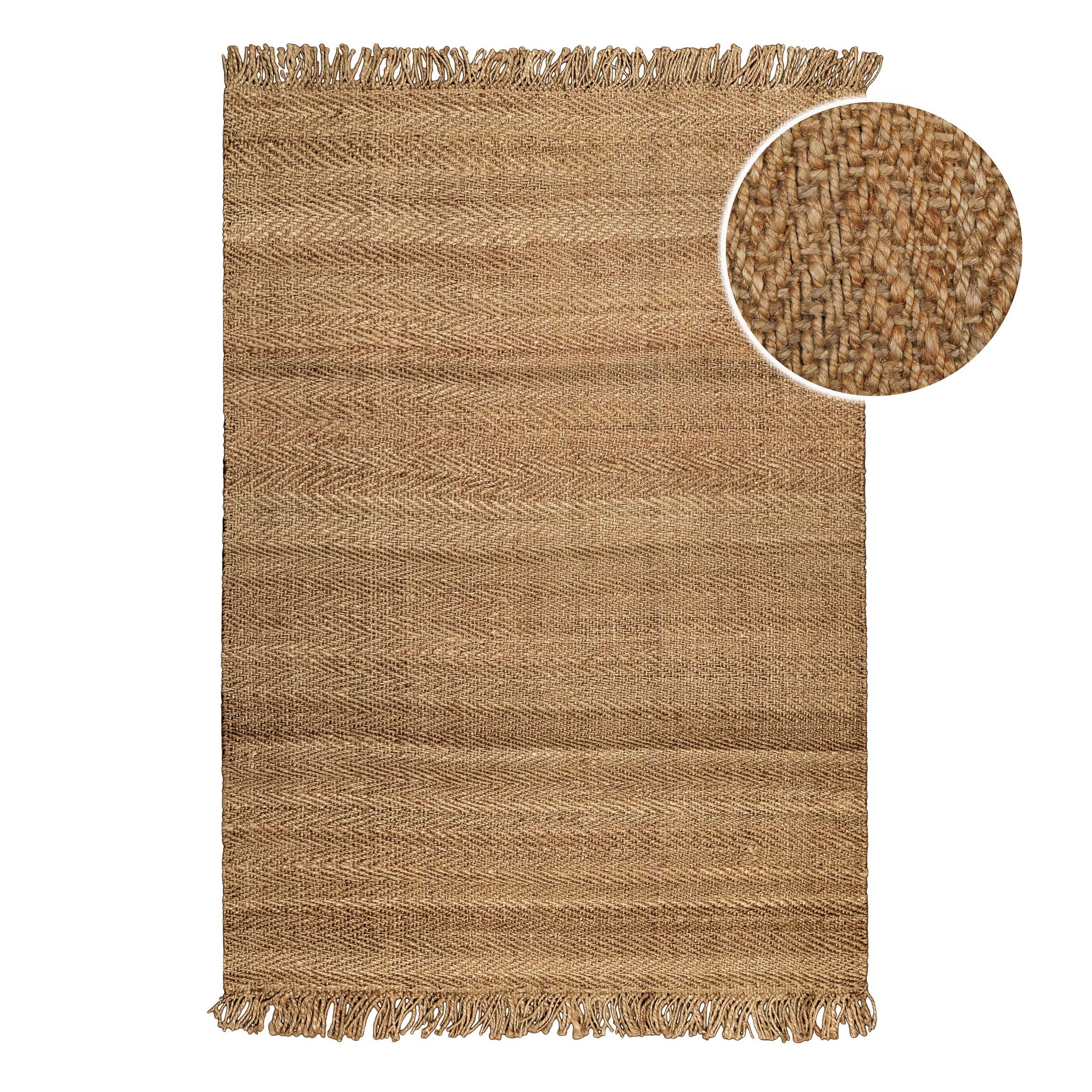 Green Looop Teppich »Dhurry«, rechteckig, 12 mm Höhe, handgewebt, robust, strapazierfähig, Jute, Natur, Wohnzimmer