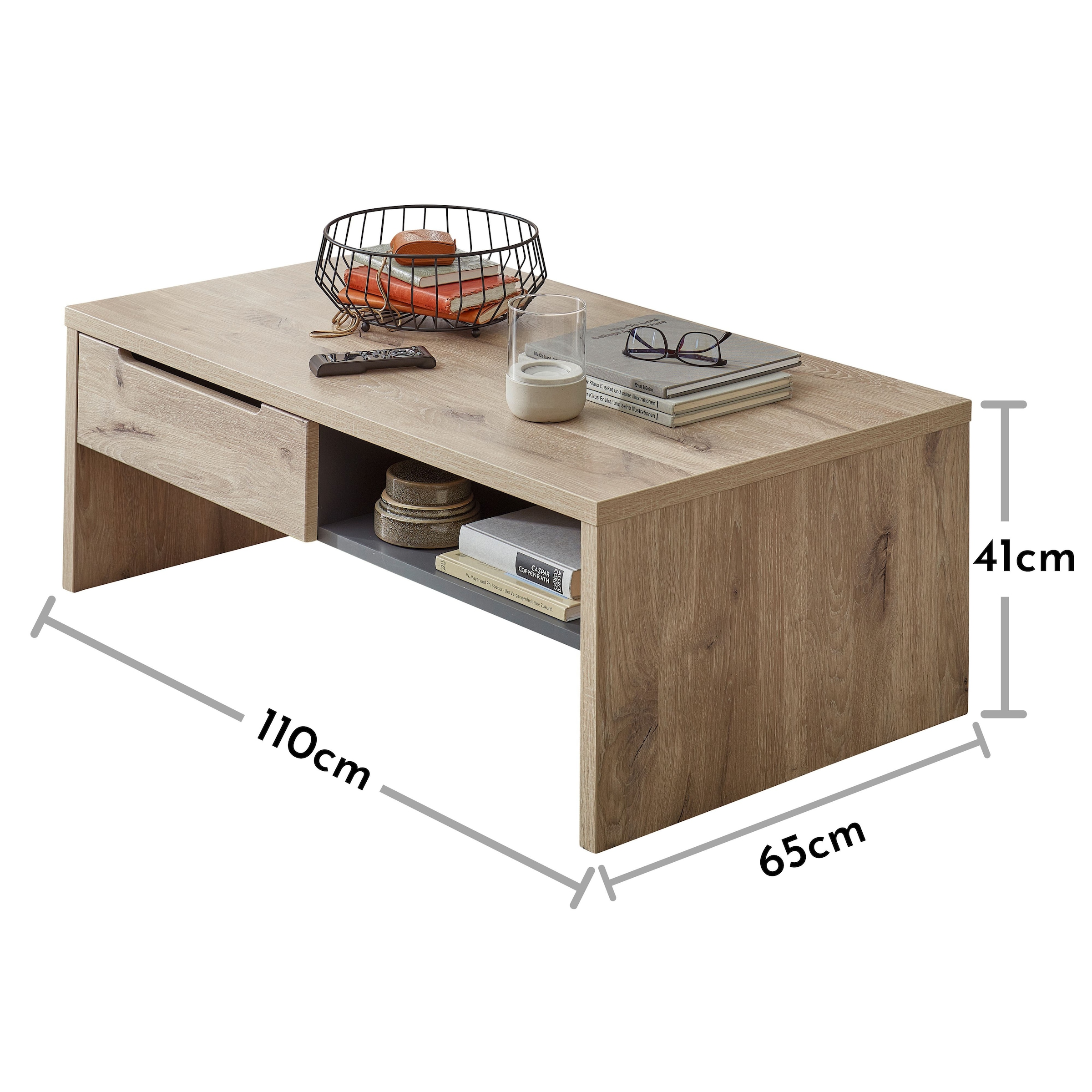 Innostyle Couchtisch »BELLANO, TOPSELLER!«, (1 St., Couchtisch), Maße: 110 x 40 x 65 cm (B/H/T), Eiche Optik