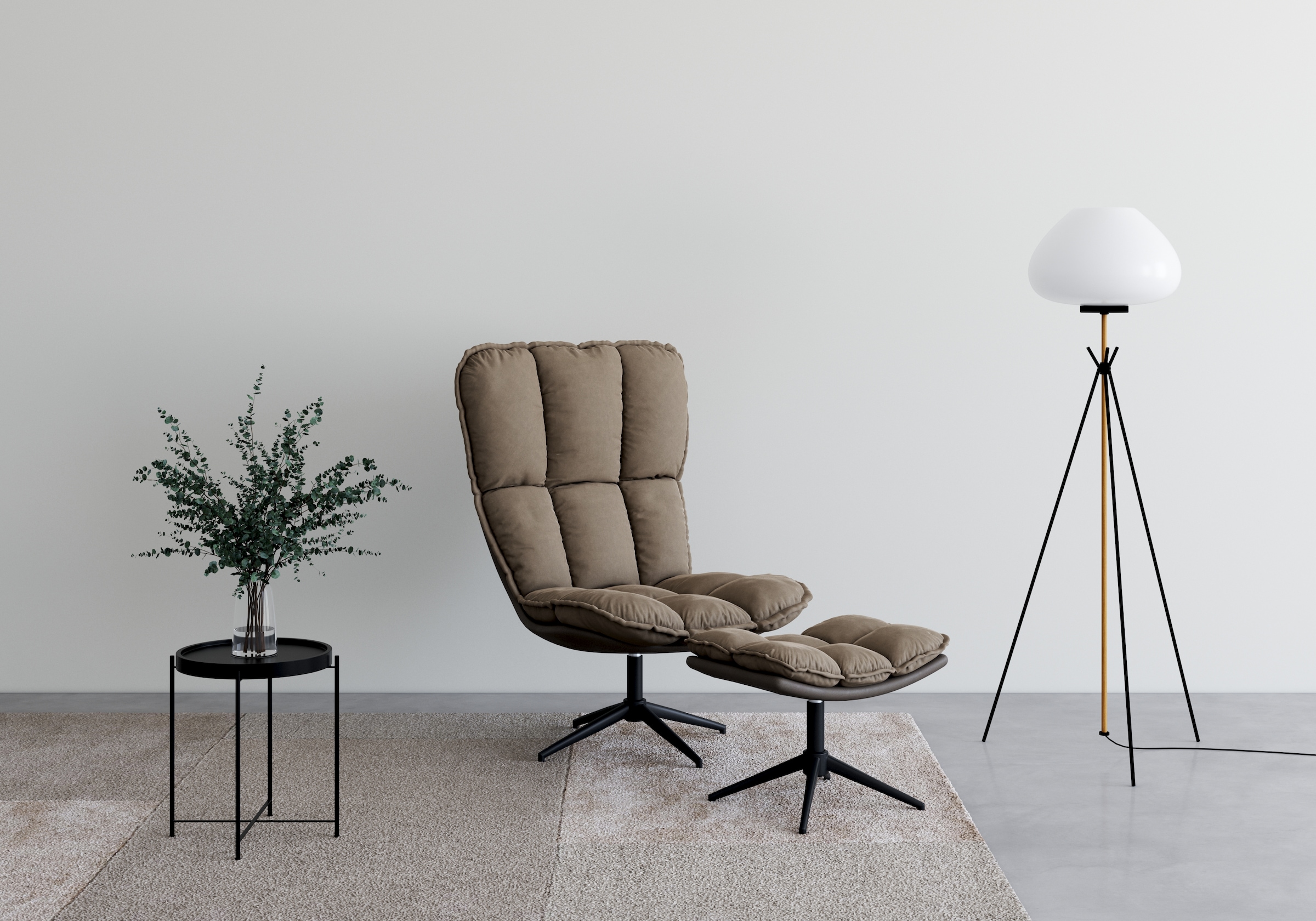 Guido Maria Kretschmer Home&Living Drehsessel »Seet, Polstersessel mit Hocker,«, (2 St.), 360° drehbar, Relaxsessel inkl. Hocker