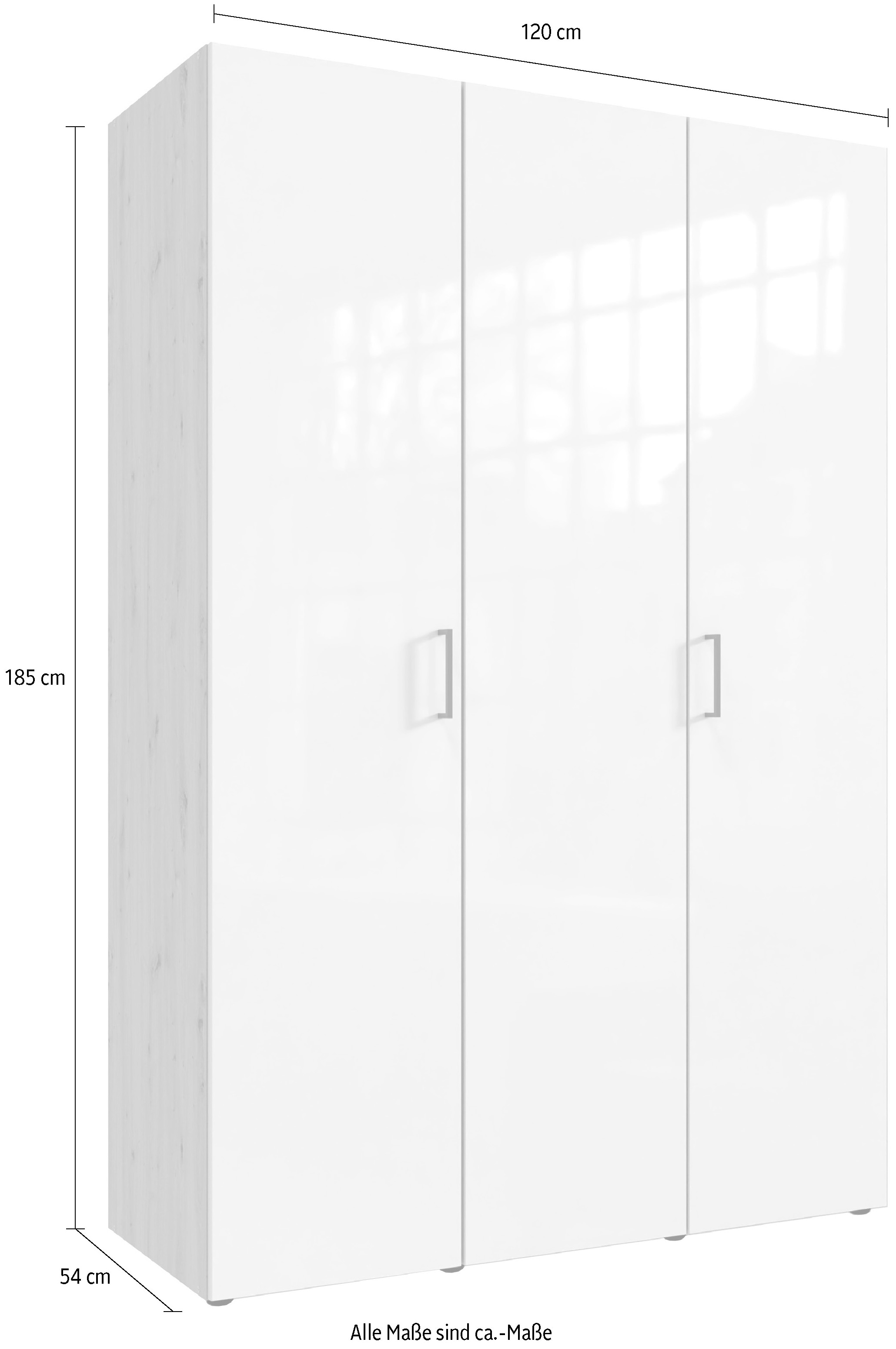 Wimex Drehtürenschrank »Mugano, 135 oder 180cm breit, 208 oder 236cm hoch, Made in Germany«, (mit langen Griffstangen aus Metall), wahlweise mit oder ohne Spiegel, mit Schubladen