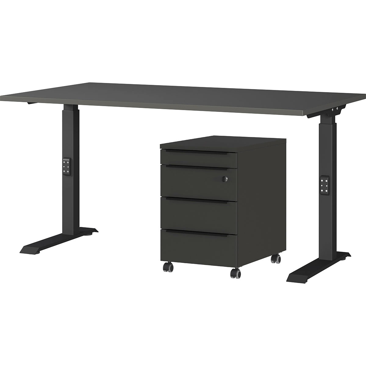 GERMANIA Büromöbel-Set »Mailand« 2 tlg. inkl. Schreibtisch und Rollcontainer Graphit