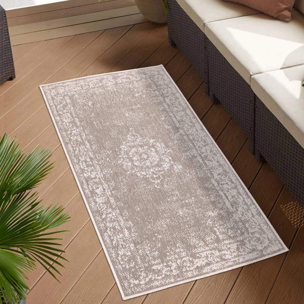 Carpet City Outdoorteppich »DUO RUG 5577«, rechteckig, 5 mm Höhe, Wendeteppich Wetterfest In- & Outdoor, Balkon, Terrasse, Wohnzimmer