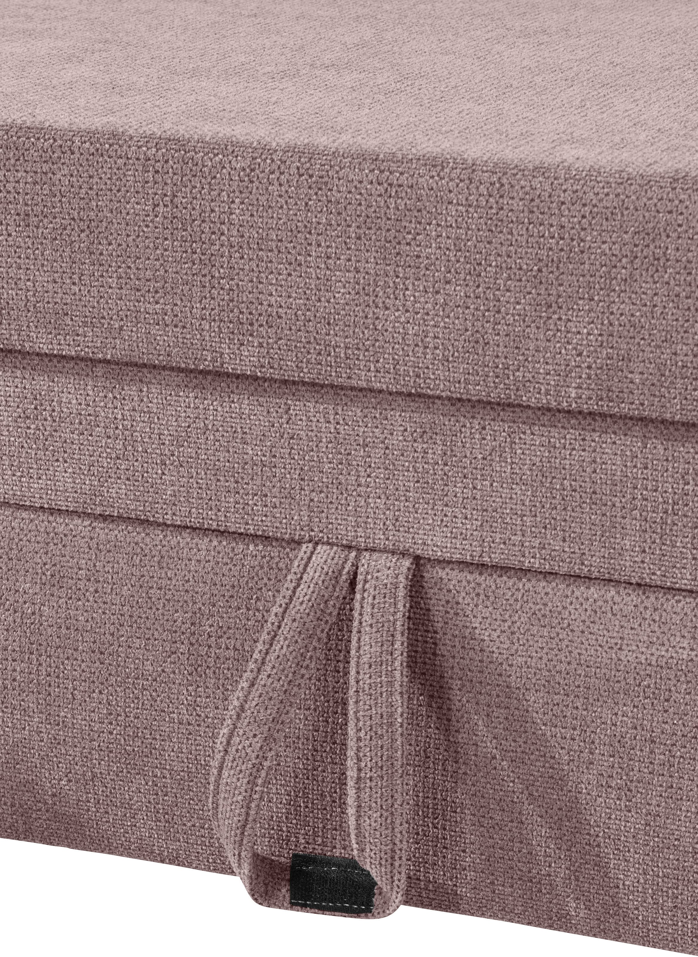 Places of Style Ecksofa »Lolland L-Form«, Wahlweise mit Bettfunktion und Stauraum, auch mit abwischbarem Bezug