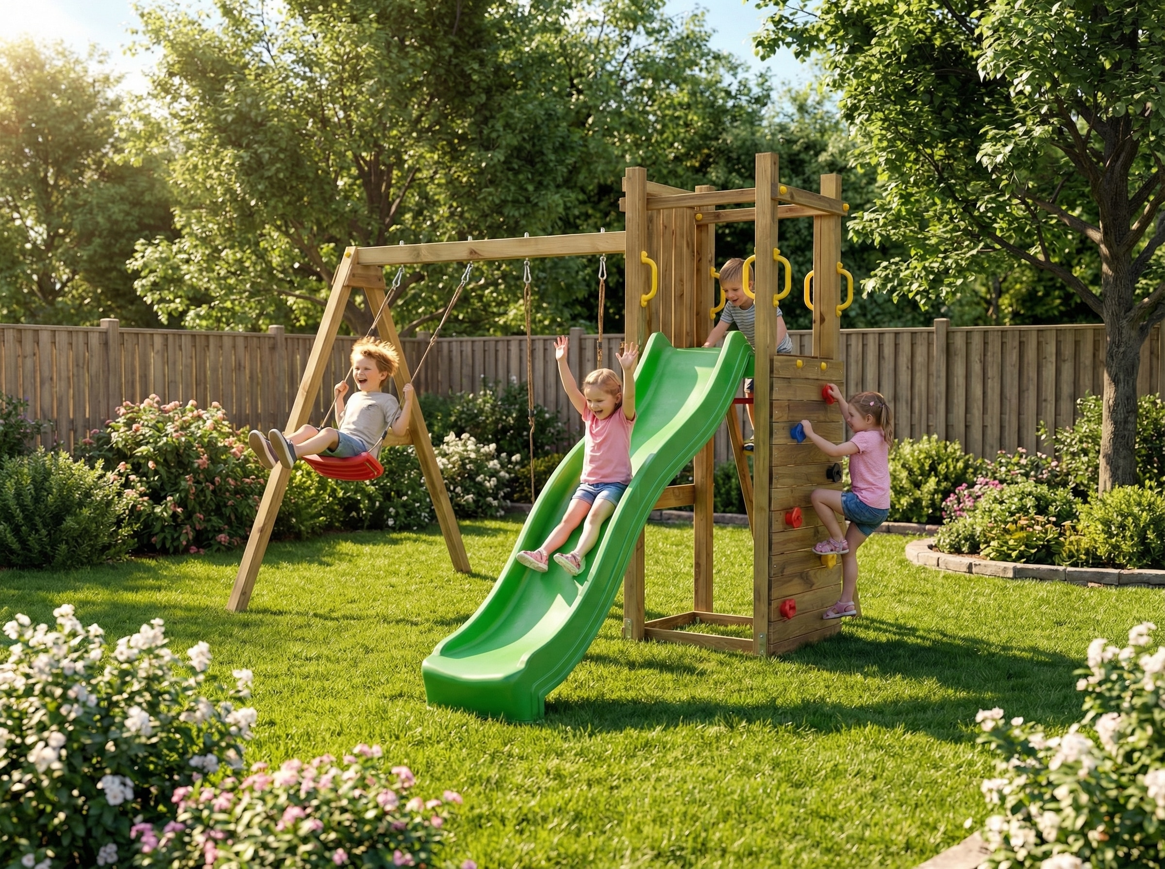 FUNGOO Spielturm »FUNNY3 mit Doppelschaukel« mit Schaukel & Rutsche