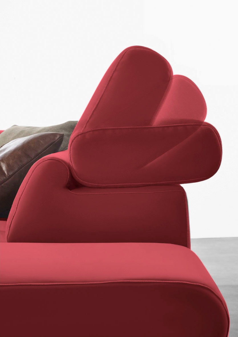 W.SCHILLIG Ecksofa »finn, Designsofa mit tollem Sitzkomfort, bequem, L-Form«, German Design Award 2016, Fußgestell Nussbaum natur, Breite 281 cm