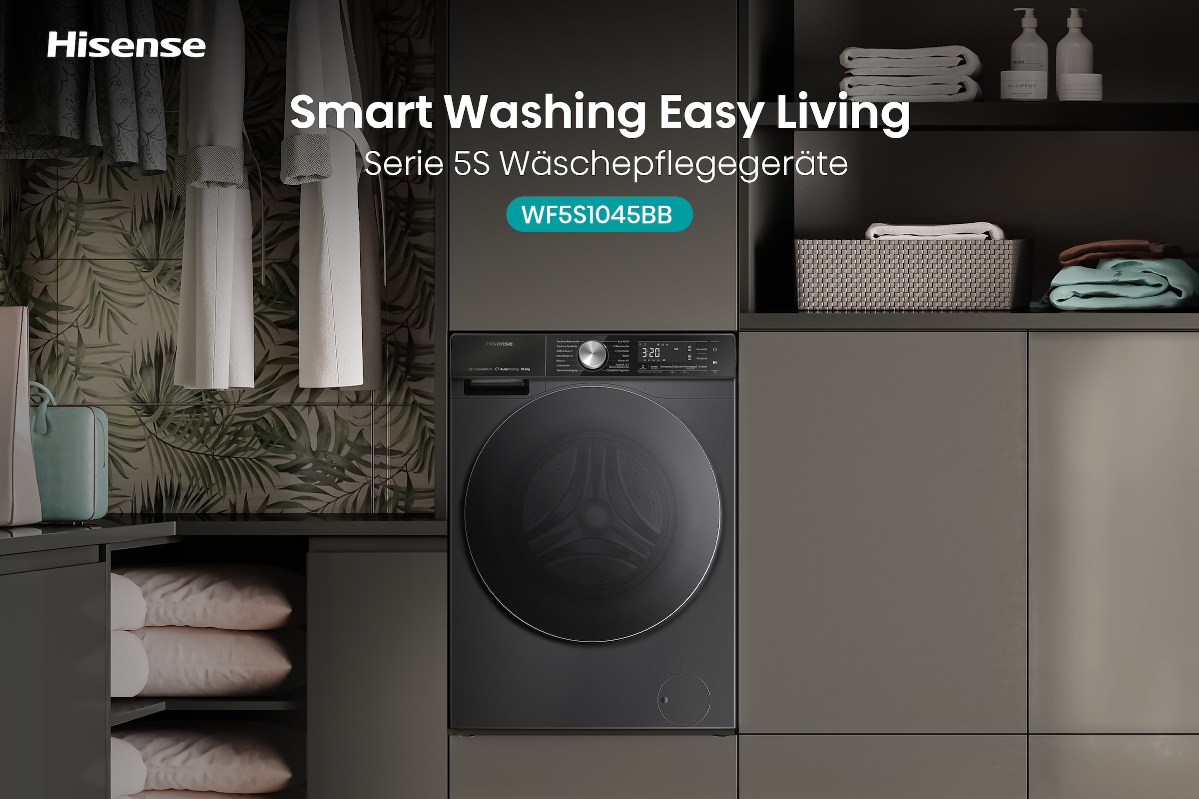 Hisense Waschmaschine »WF5S1045BB«, 10,5 kg, 1400 U/min, AutoDosing