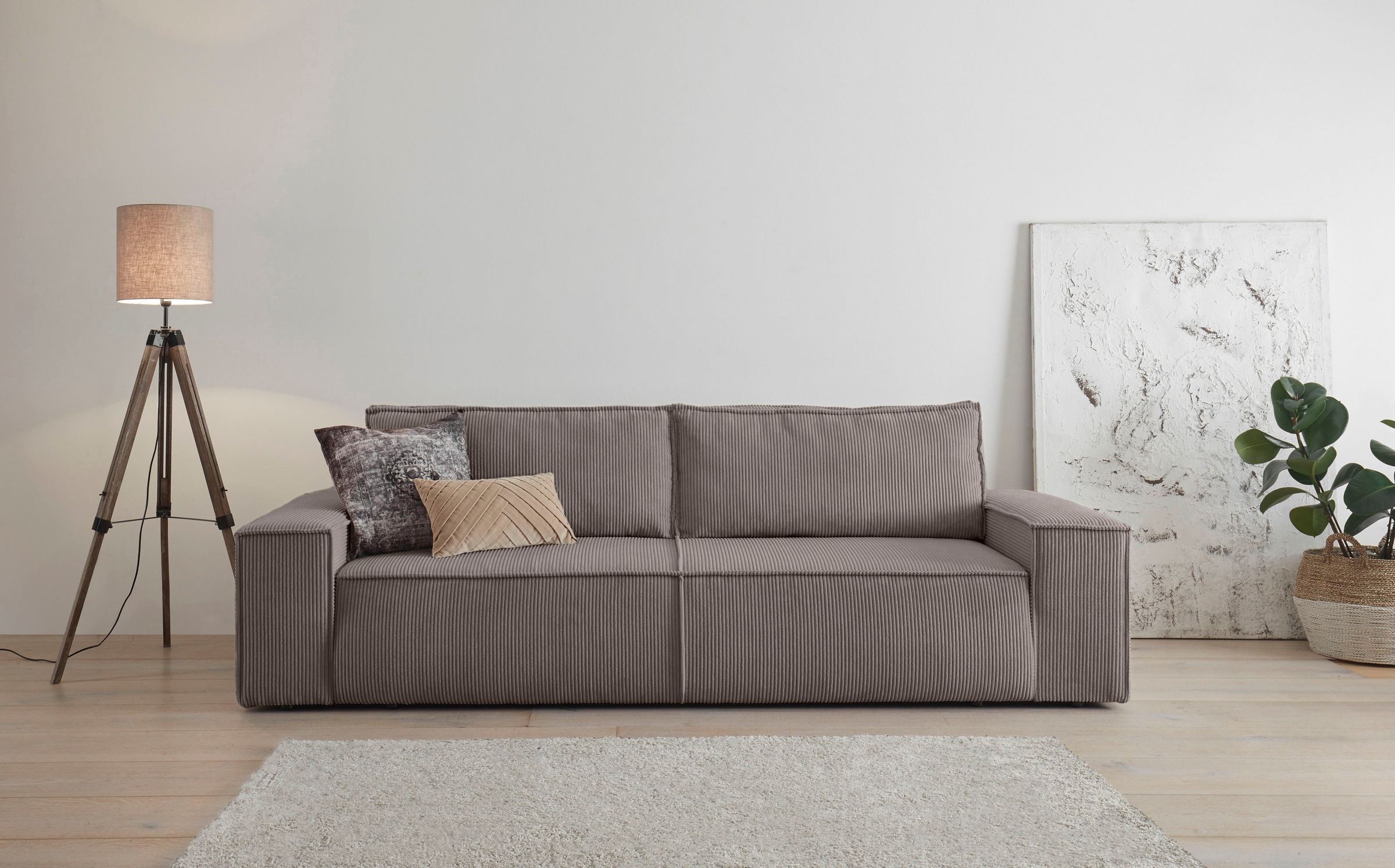 Home affaire 3-Sitzer »SHERWOOD Schlafsofa (257cm) Cord, Samtvelours, Vinta günstig online kaufen