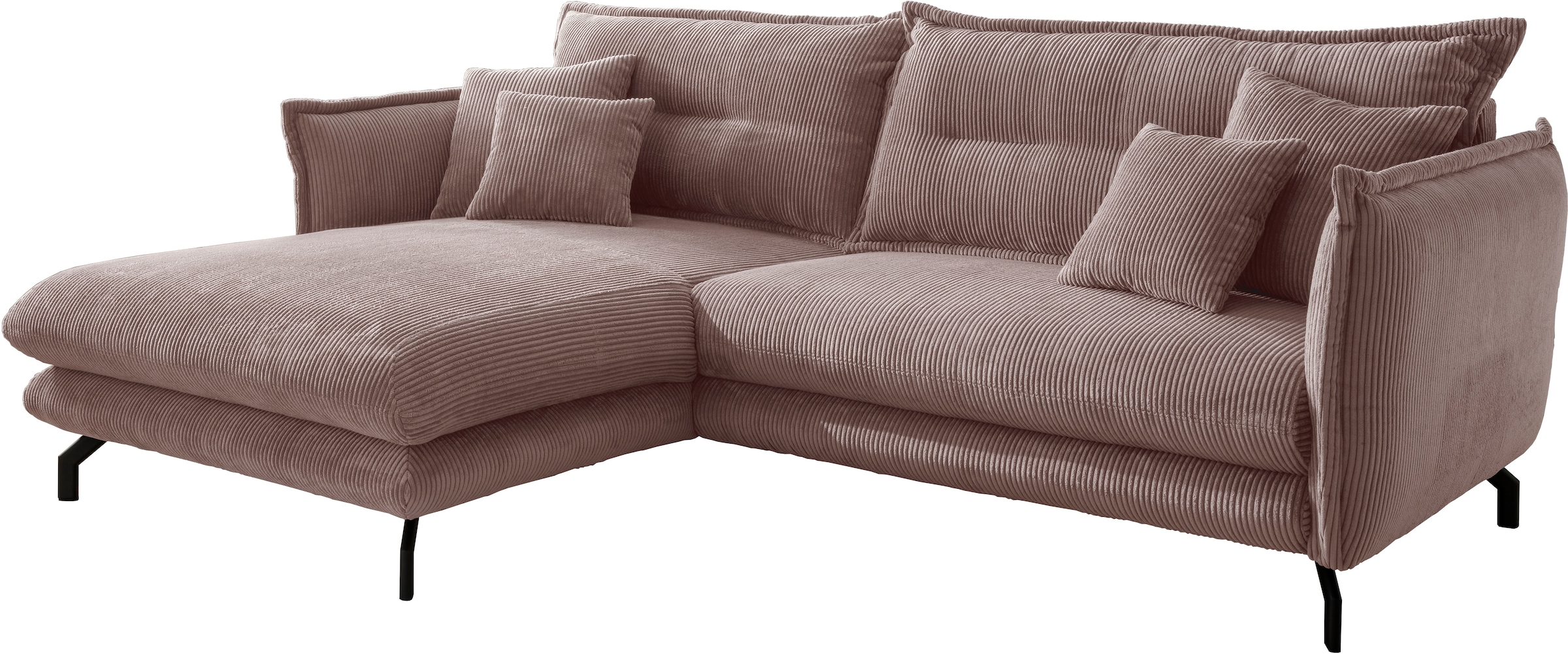 Home affaire Ecksofa »Lazio modern und bequem, schmale Armlehnen, tolle Detailverarbeitung« zwei verschiedene Fußfarben wählbar
