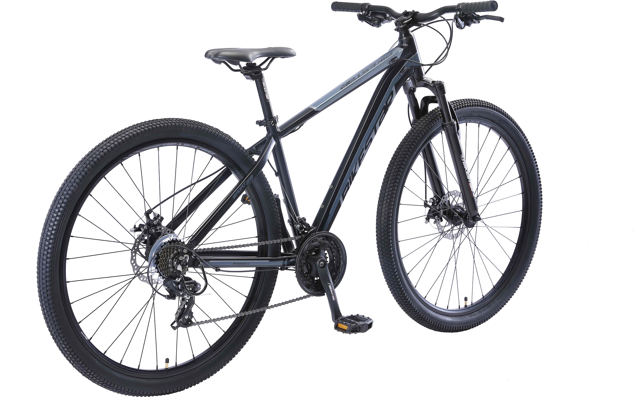 Bikestar Mountainbike, 21 Gang, Shimano, RD-TY300 Schaltwerk, Kettenschaltung, für Damen und Herren, Kettenschaltung