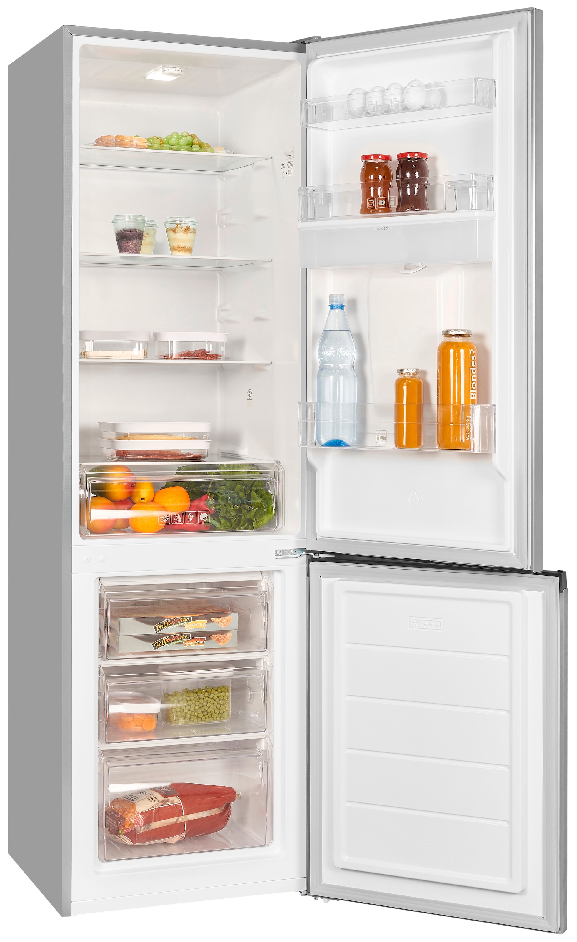 exquisit Kühl-/Gefrierkombination »KGC265-70-WS-040D weiss«, KGC265-70-WS-040D inoxlook, 179,5 cm hoch, 55 cm breit