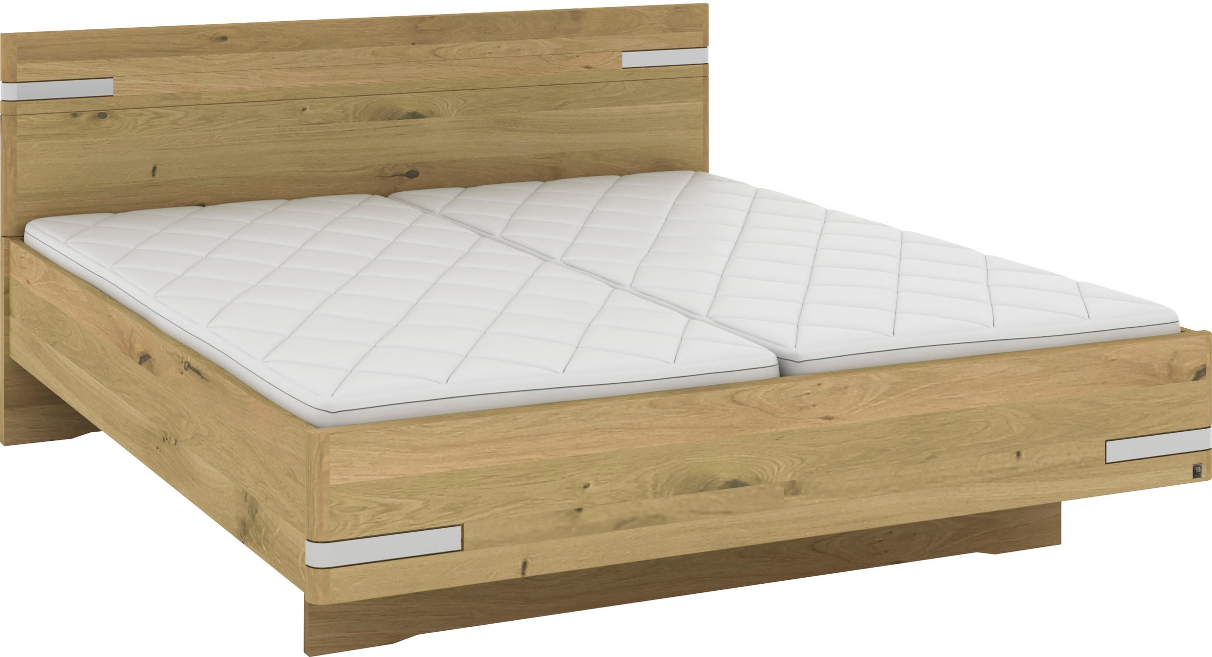 Musterring Holzbett »Savona«, (Belastbarkeit 220 Kg, 4-fache Liegehöhenverstellung, MADE IN GERMANY), Kopfteil in Bianco-Eiche massiv, Details in Chrom, verschiedene Größen