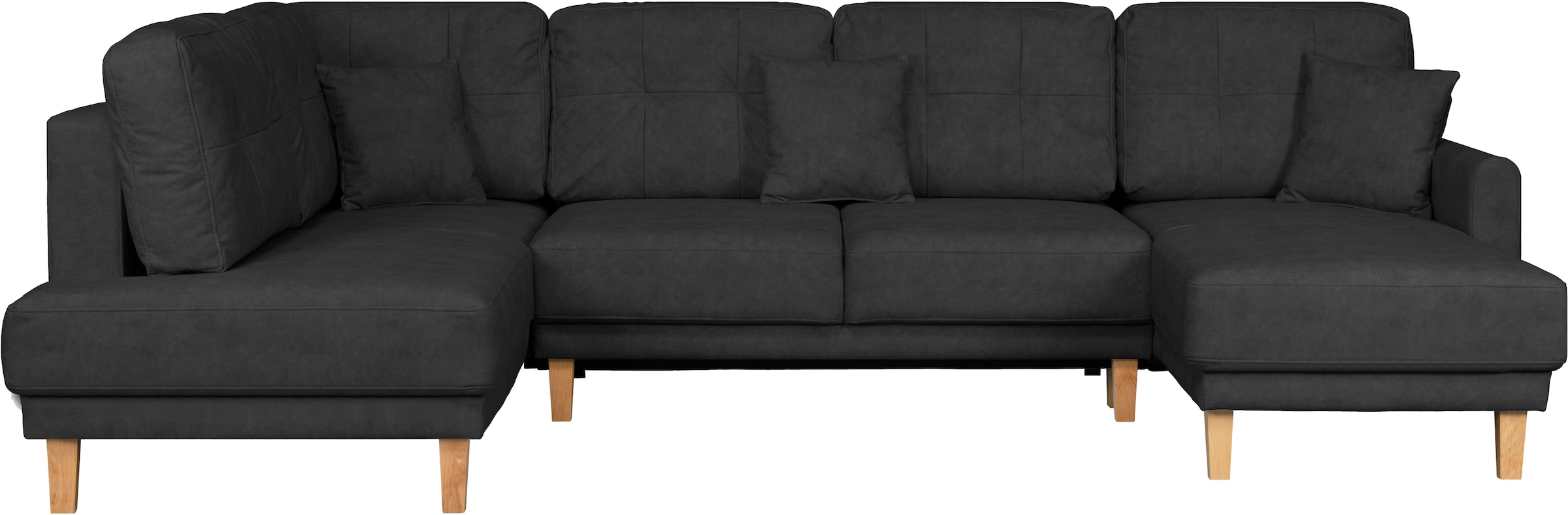 Home affaire Wohnlandschaft »TRIPLO U-Form wahlweise mit Schlaffunktion, B/T/H: 310/192/90 cm«, Schlafsofa, auch mit Bettkasten, Steppung im Rückenkissen