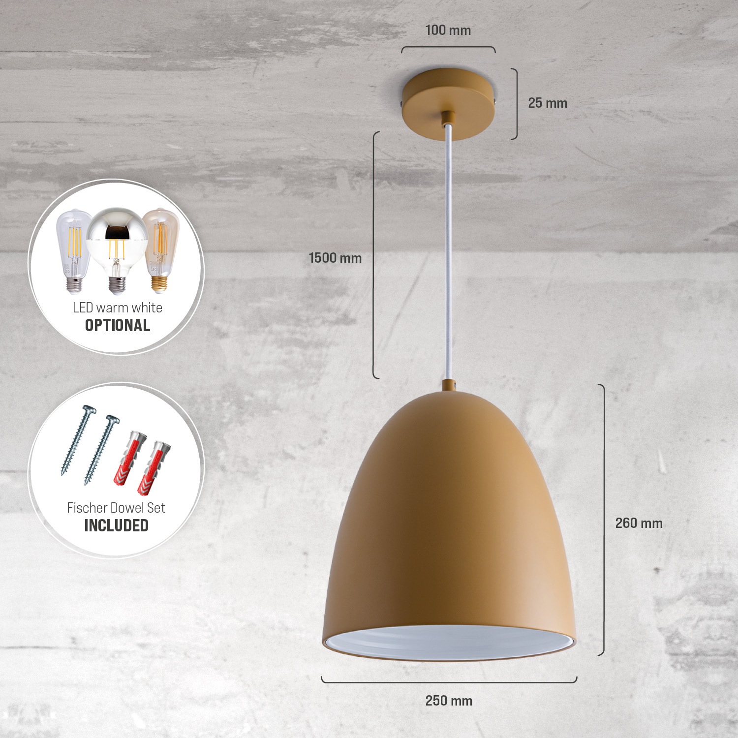 Paco Home Pendelleuchte »JACK«, 1 flammig, Leuchtmittel E27 | ohne Leuchtmittel, Küchenlampe Hängelampe Esszimmer Esstischlampe Innen Gold Weiß
