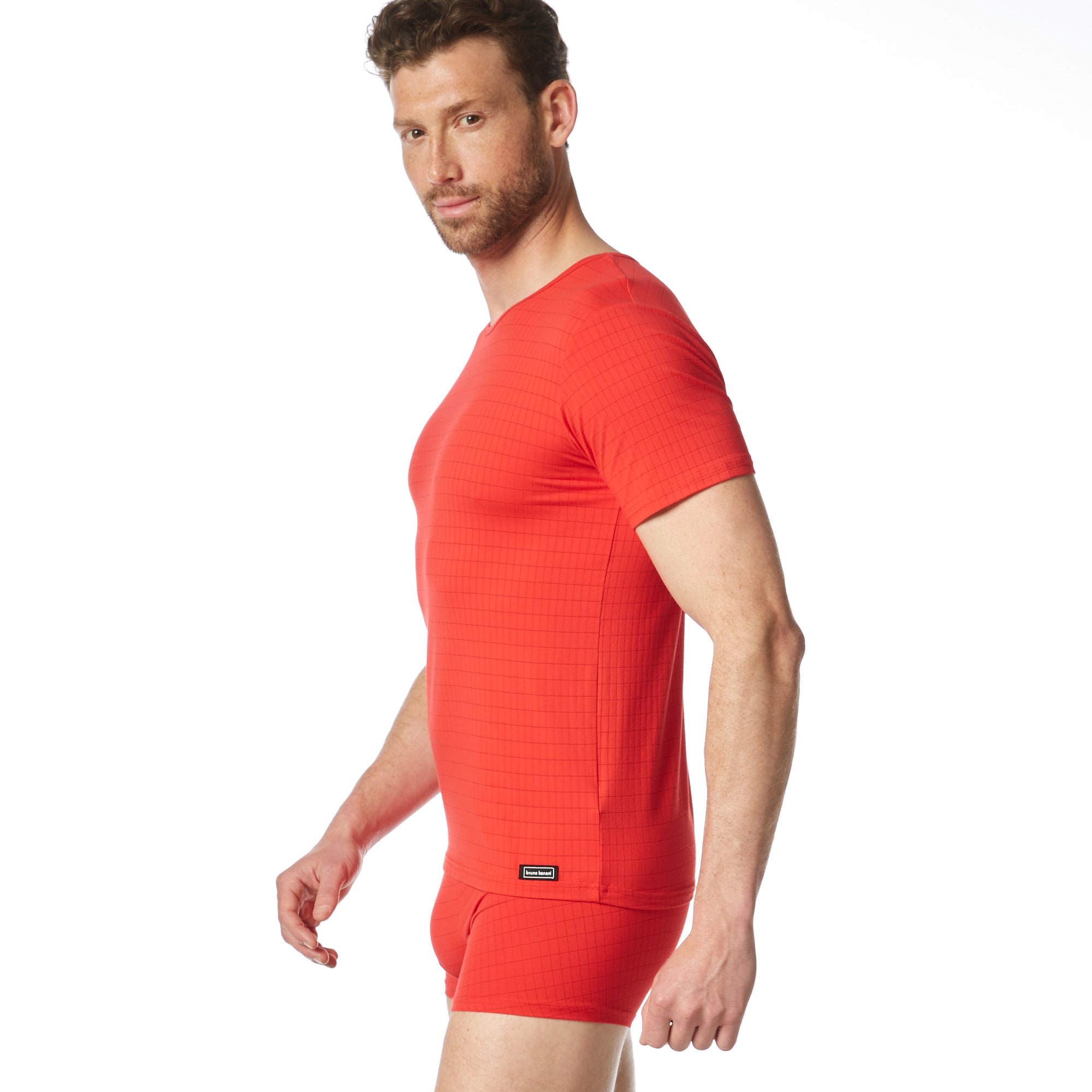 Bruno Banani Rundhalsshirt »CHECK LINE 2.0« hüftbedeckend, elastisch