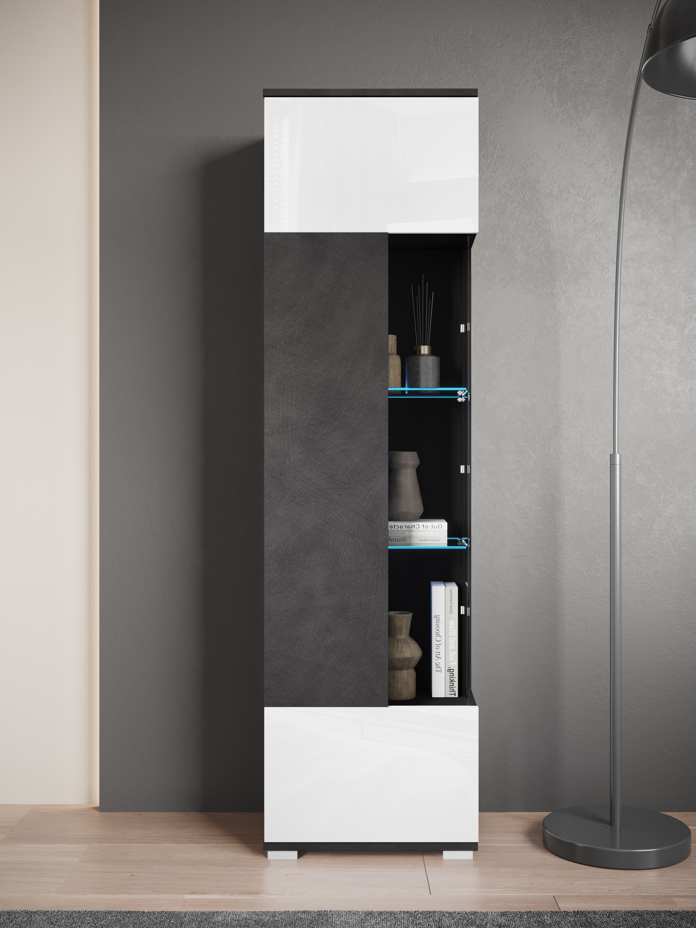 INOSIGN Vitrine »Kenia, stehend und hängend, Türanschlag wechselbar«, (1 St.), Vitrineschrank mit Glastüren 160 cm Höhe