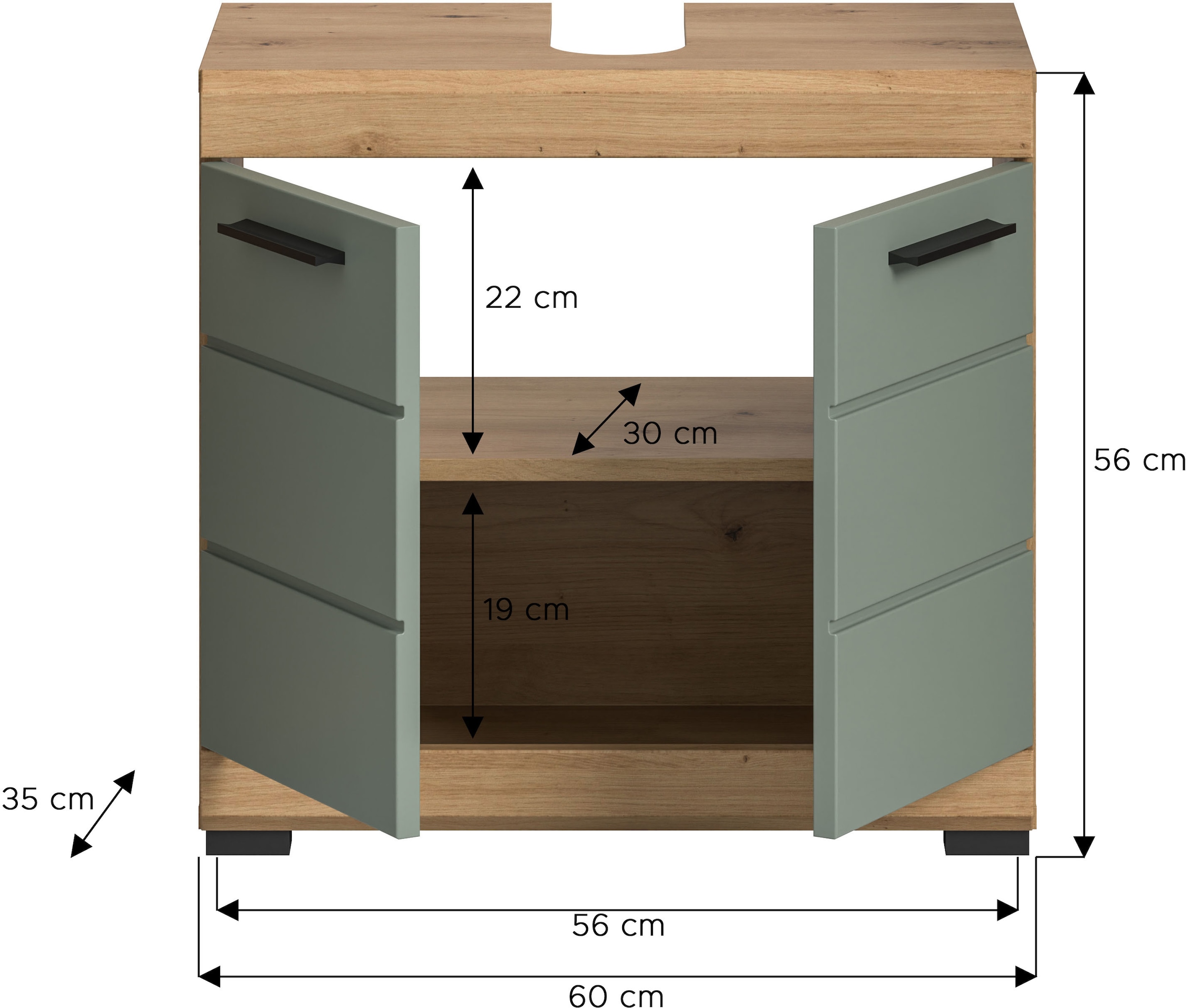 INOSIGN Waschbeckenunterschrank »Siena, Breite 60cm, 2 Tür, 2 Fächer, mit Siphonausschnitt, MDF-Front«, (1 St.), in verschiedenen Farben erhältlich, Badmöbel, Badschrank, Kommode, Bad