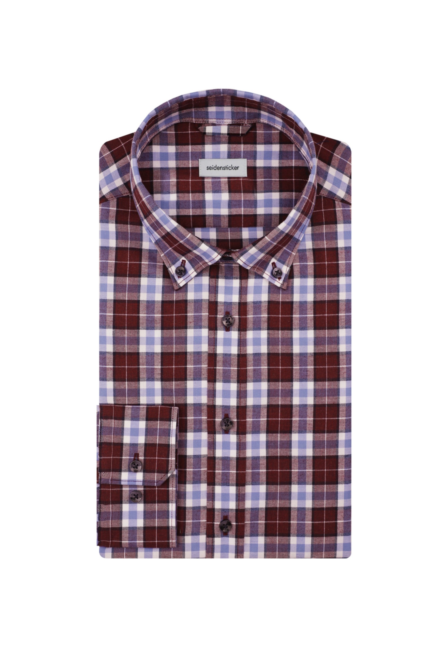 seidensticker Flanellhemd »Slim«, Slim Langarm Button-Down-Kragen Karo
