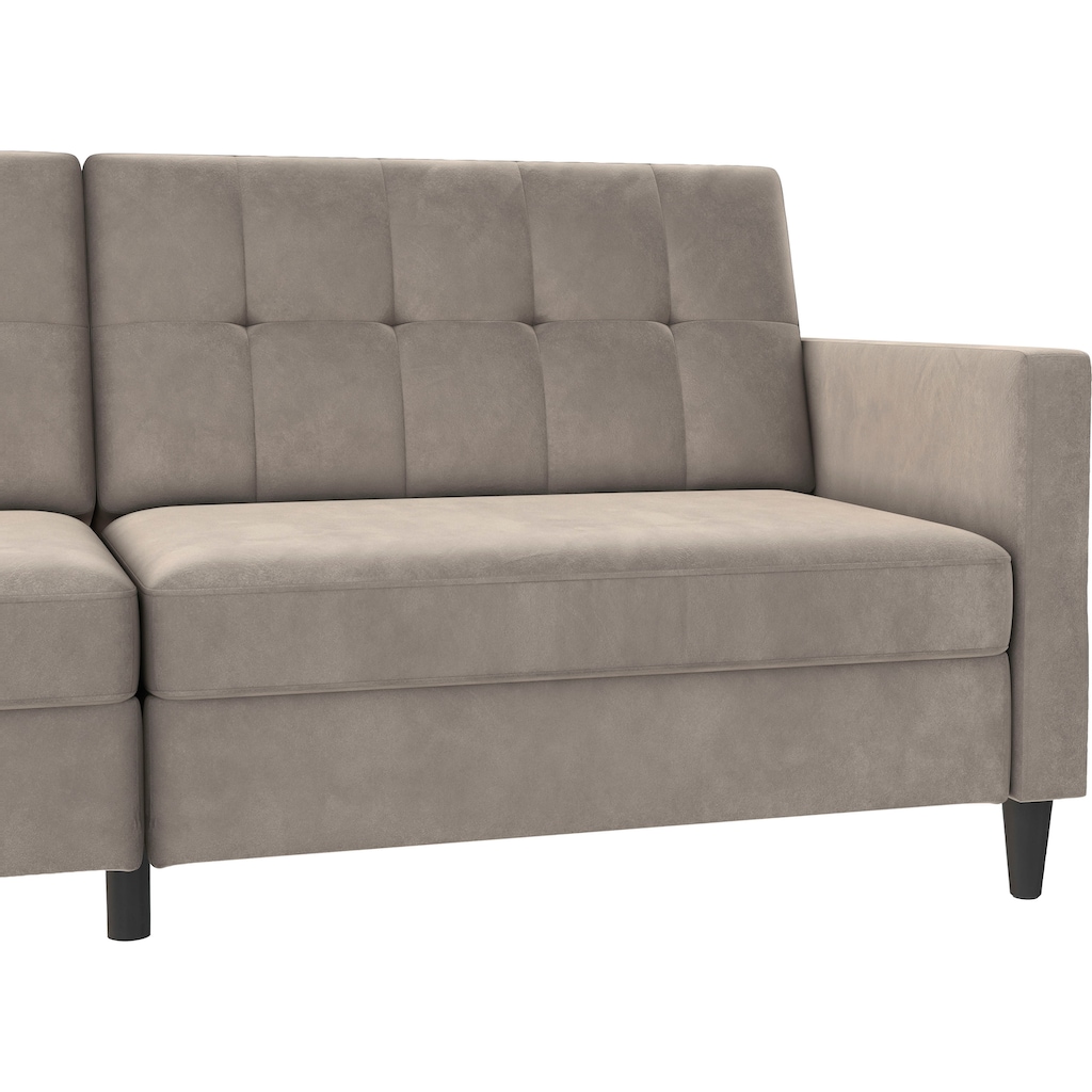 Dorel Home 3-Sitzer »Hartford«, Sofa mit Bettfunktion, Rückenlehne 2-teilig und 3-fach verstellbar, schwarze Beine, in verschiedenen Größen, Bezugsqualitäten und Farbvarianten erhältlich, Sitzhöhe 43 cm
