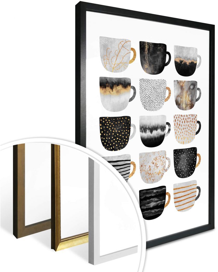 Wall-Art St.) Besteck, (1 Geschirr online Schwarz & Gold«, bestellen »Kaffeetassen Poster