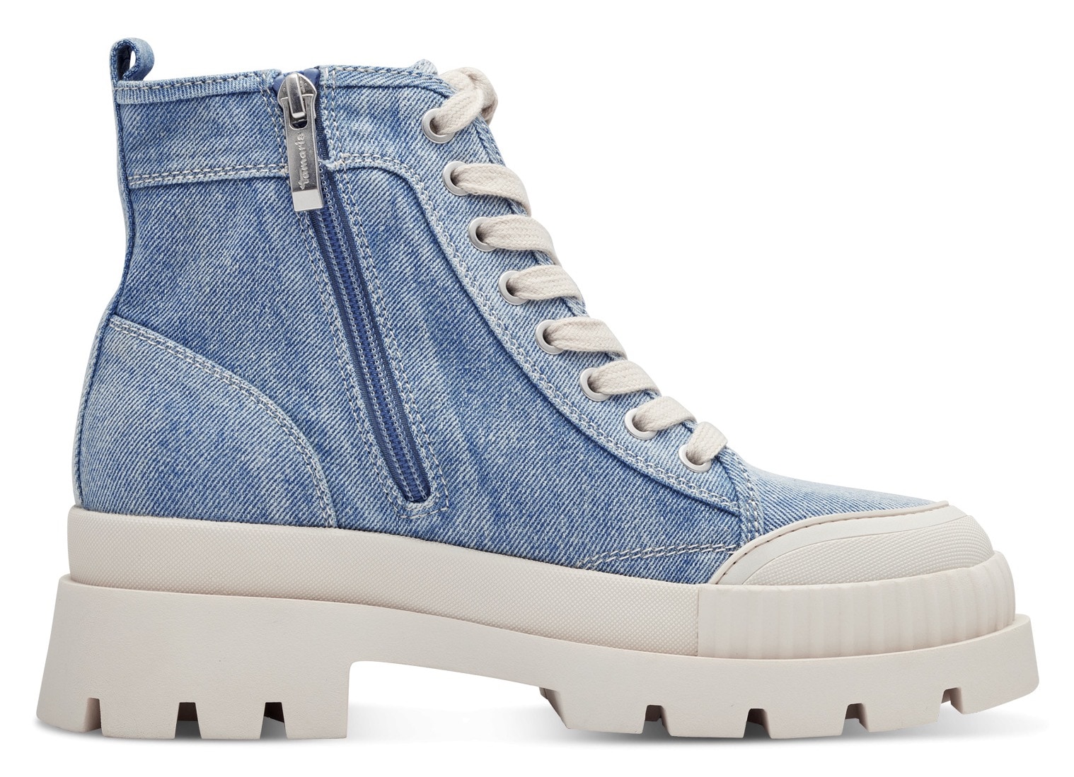 Tamaris Schnürboots, Blockabsatz, Schnürschuh, Stiefelette im lässigen Jeans-Look