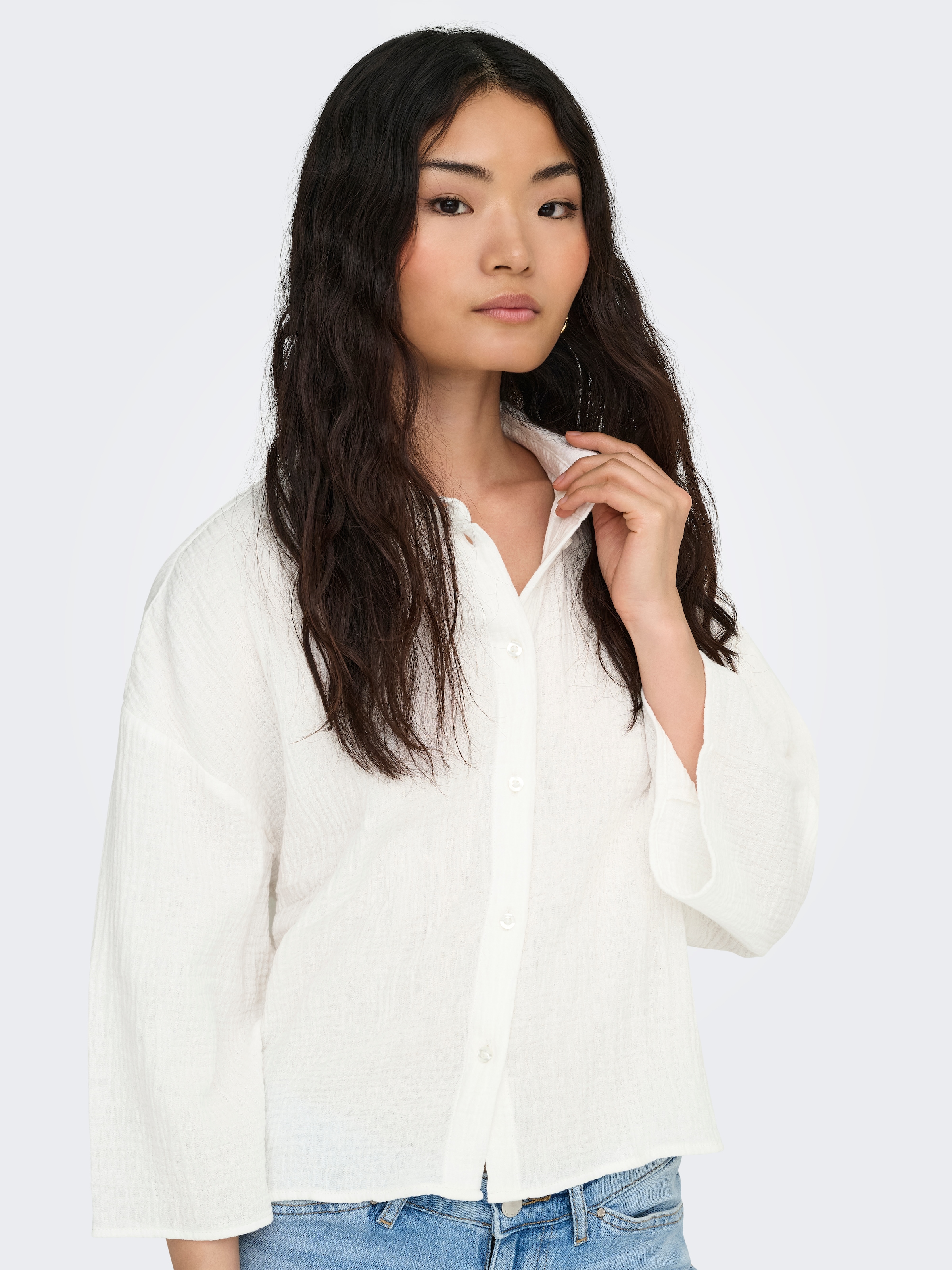 JDY Hemdbluse »JDYTHEIS LIFE 3/4 CROP SHIRT WVN NOOS« Baumwolle, regular fit