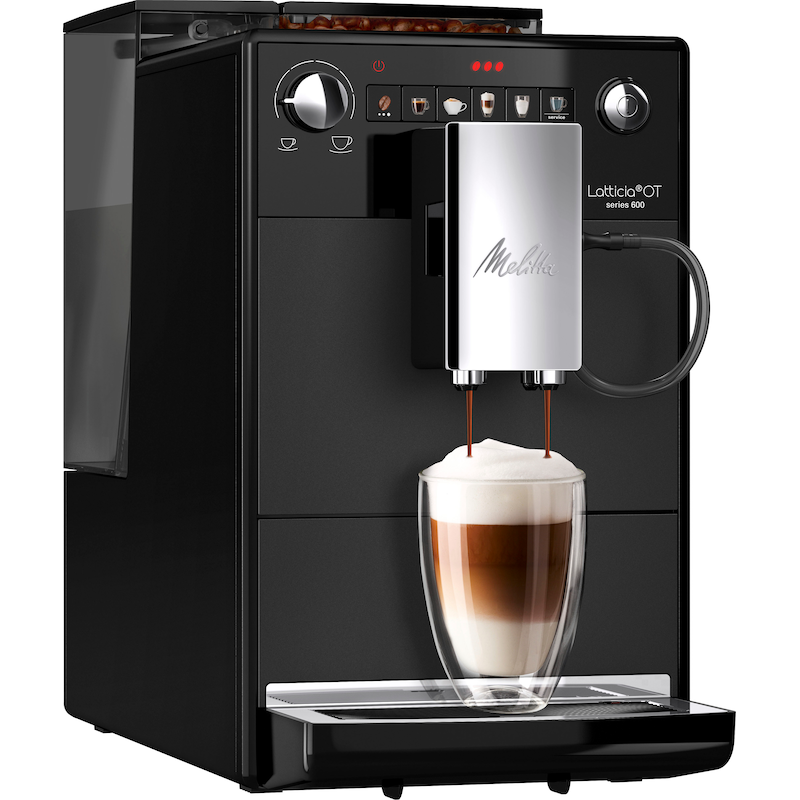 MELITTA Kaffeevollautomat »Latticia One Touch F300-100, schwarz« doppelte Milchaufschäumung + XL Wassertank & XL Bohnenbehälter Silber/Schwarz