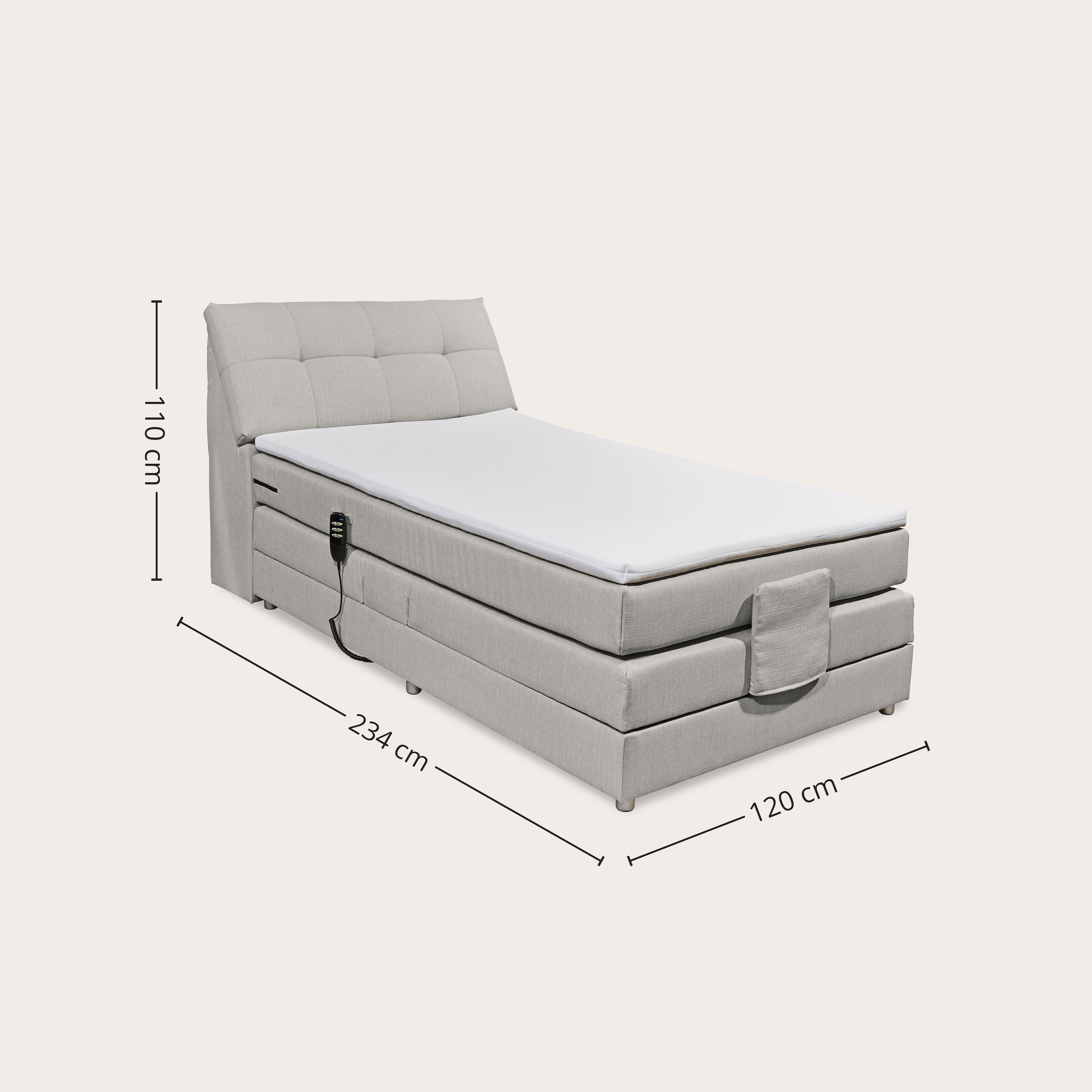 ED EXCITING DESIGN Boxspringbett »Carpino wahlweise in den Breiten 120cm oder 180cm erhältlich« inkl. Motor, Stauraum im Kopfteil und Topper