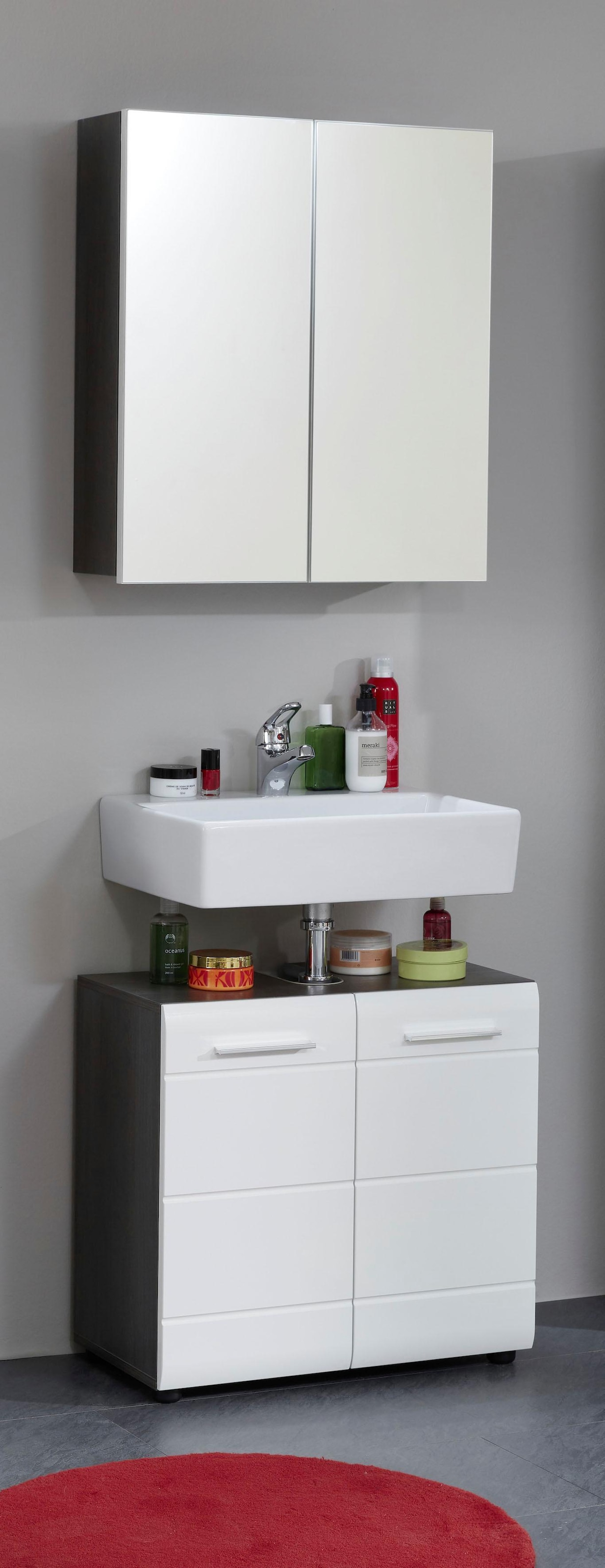 INOSIGN Badmöbel-Set »Sovana«, (Set, 2 St.), Badezimmermöbel Waschtisch und Spiegelschrank mit verstellbaren Böden