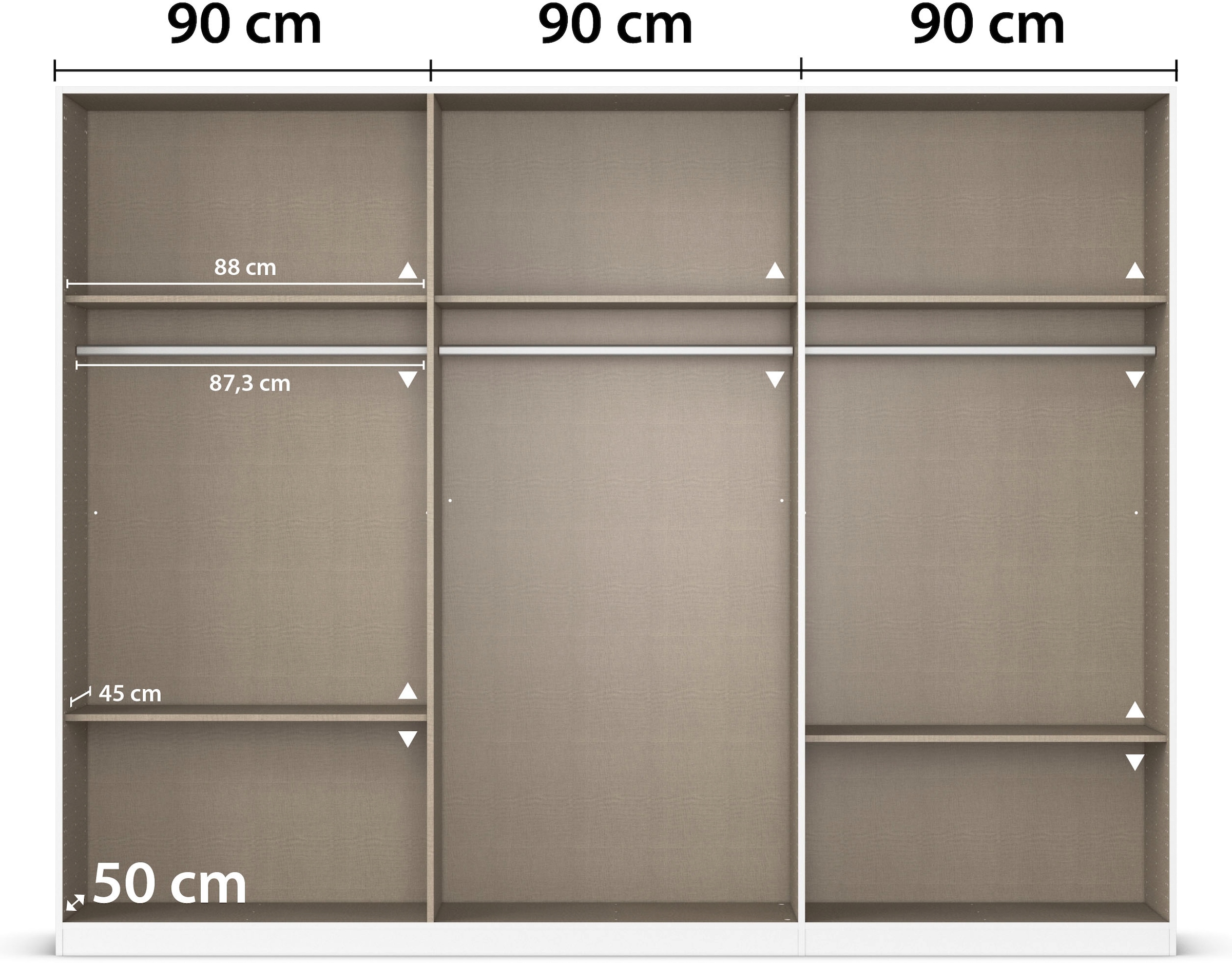 rauch Drehtürenschrank »Kleiderschrank Kleiderschränke Schrank Garderobe AGORDO mit Glasfront«, (in zwei Griff-Farben), durchdachte Innenausstattung, in 6 Breiten und 2 Höhen MADE IN GERMANY