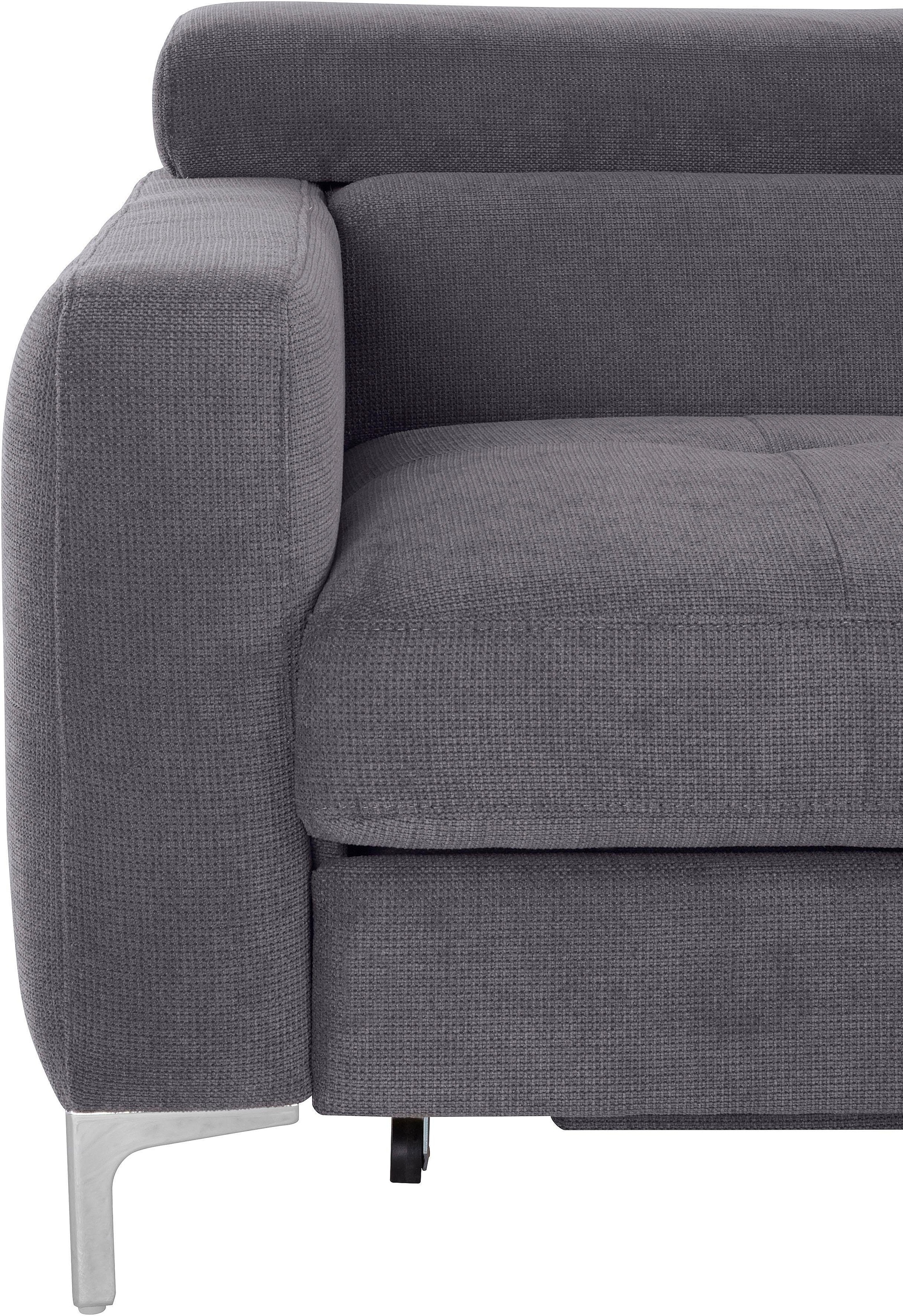 COTTA Polstergarnitur »Sammy L-Form«, (Set), Set bestehend aus: Ecksofa mit Kopfteilverstellung & Hocker