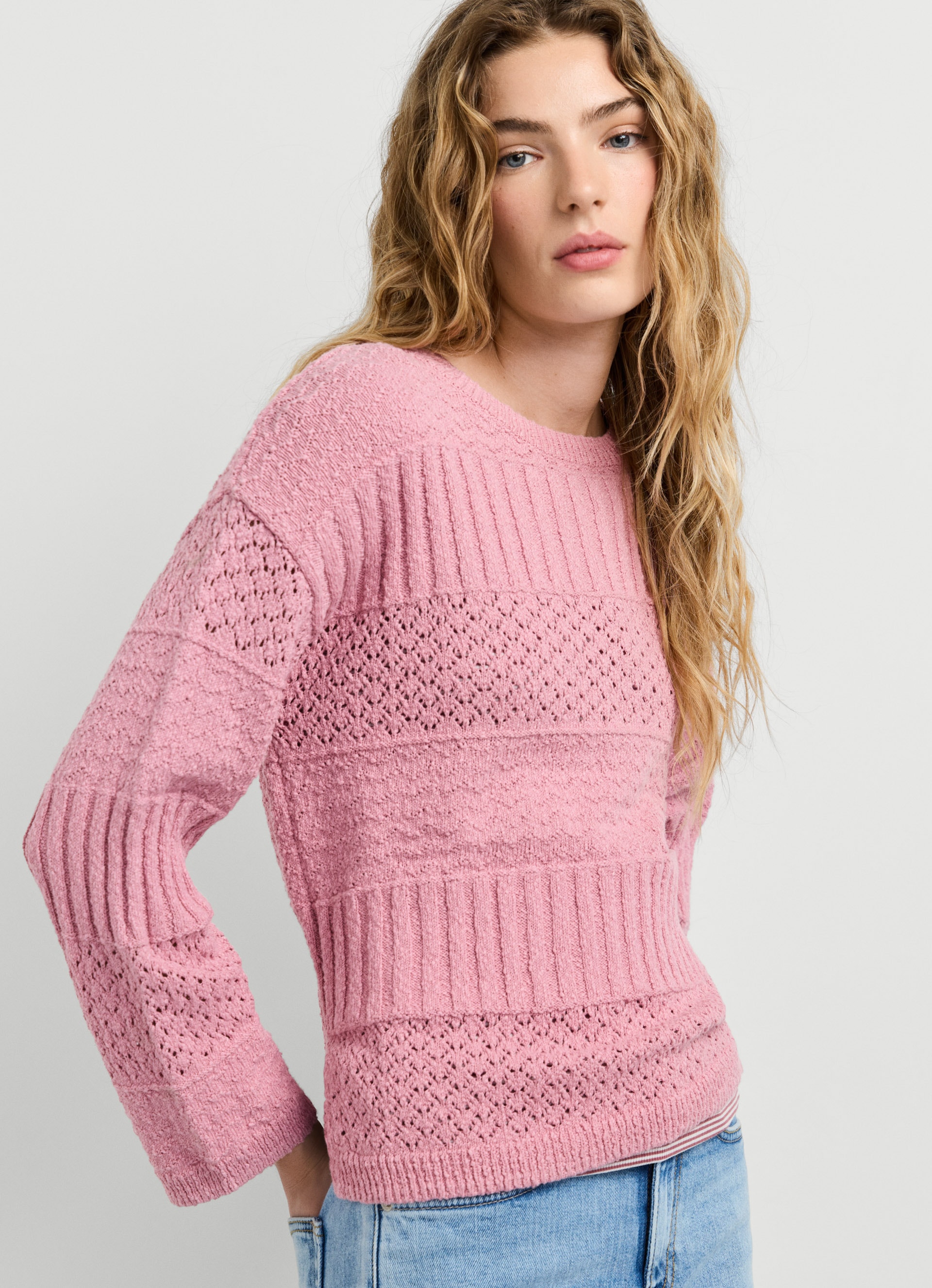 Pepe Jeans Strickpullover »ALAYA« im Strukturmix, reine Baumwolle