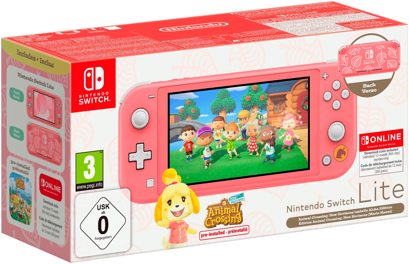 NINTENDO SWITCH Spielekonsole »Lite Koralle inkl. Animal Crossing + 12 Monate NSO« 32 GB Koralle
