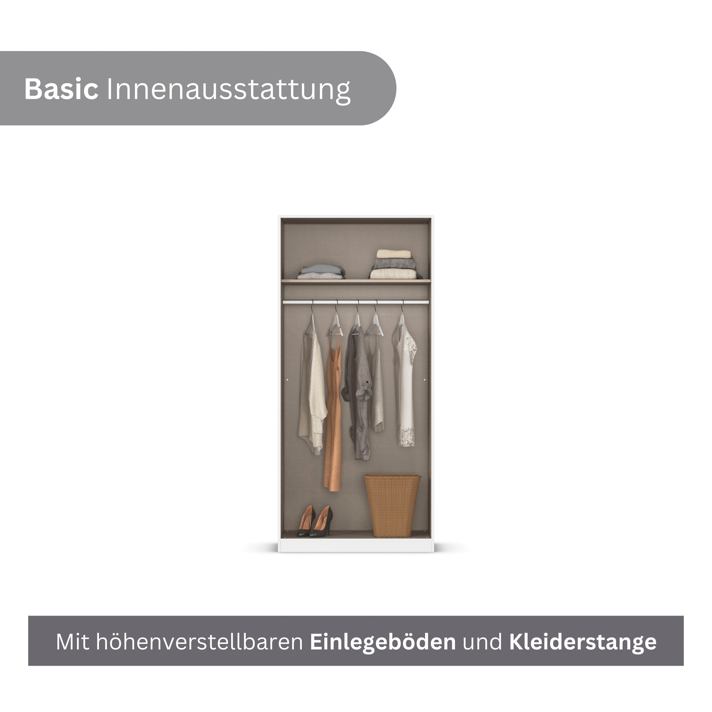 rauch Kleiderschrank »Drehtürenschrank Schrank Garderobe Ankleide Schlafzimmer LAGOA« in 3 verschiedenen Ausstattungen BASIC/CLASSIC/PREMIUM,  moderne Kantengriffe aus Metall, optional mit Aufsatz MADE IN GERMANY