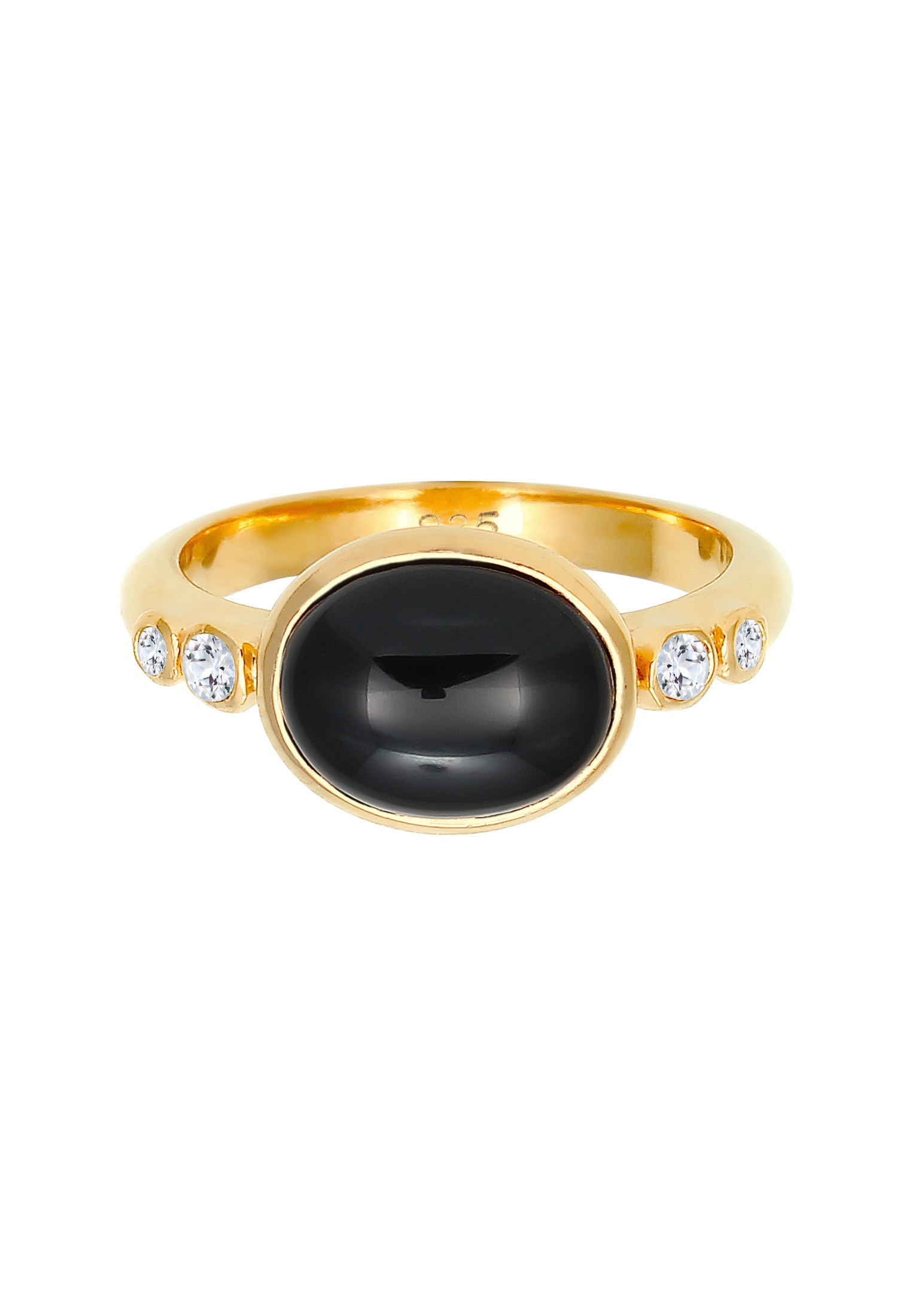 Elli Premium Fingerring »Cocktail Topas Schwarz 925 Sterling Silber vergoldet«