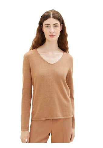 V-Ausschnitt-Pullover, mit Bündchen an Ärmelabschluss und Saum
