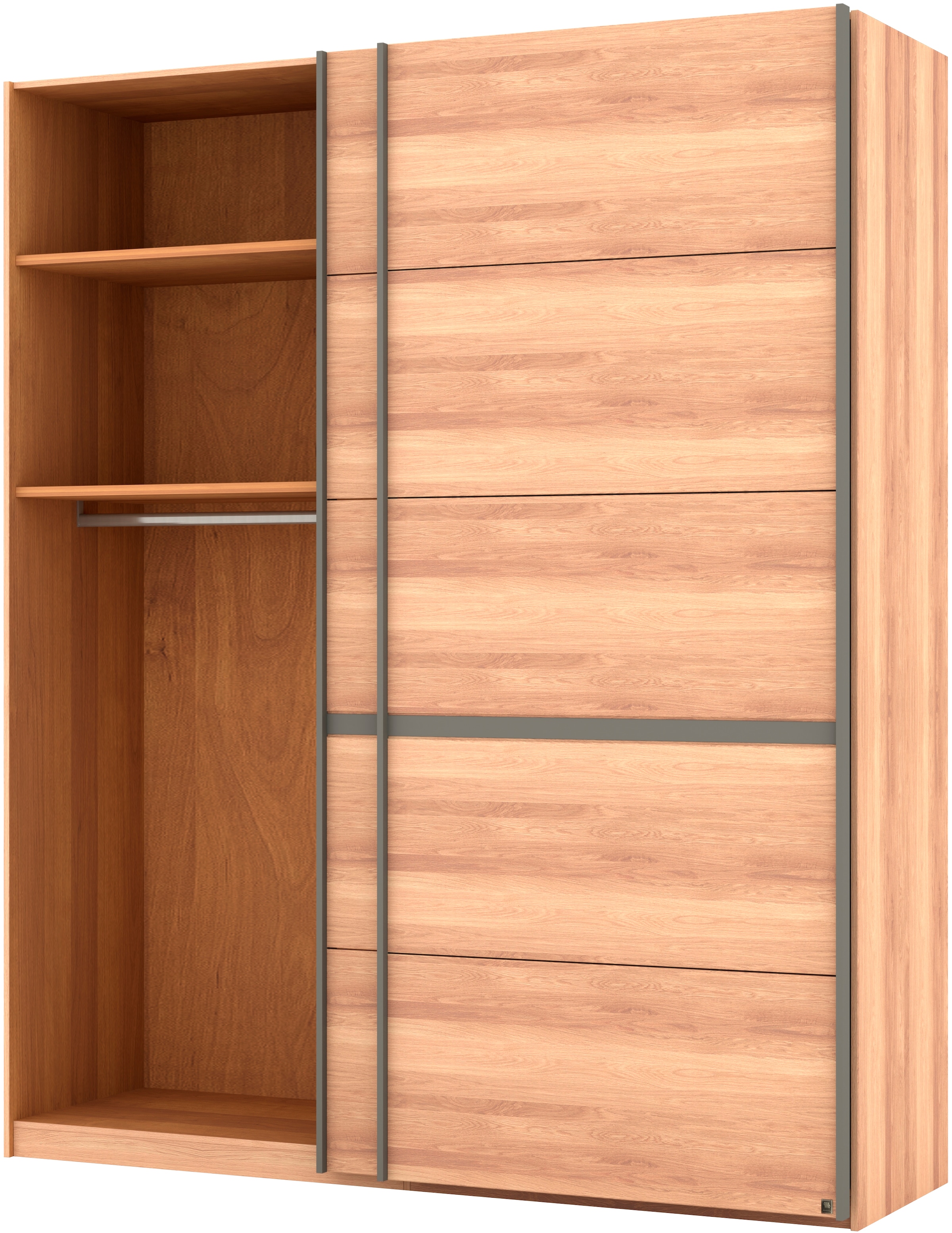 Musterring Schwebetürenschrank »Sorrent, Kleiderschrank«, (Teilmassiv Eiche, MADE IN GERMANY), Türen in Eiche massiv mit Kassetten-Optik, verschiedene Maße verfügbar