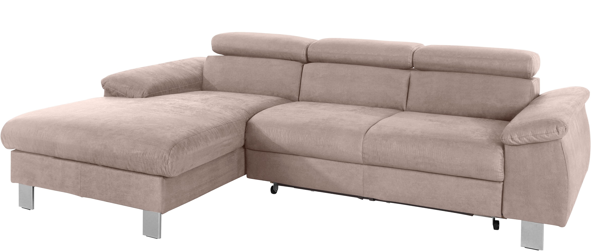 COTTA Ecksofa »Komaris L-Form, B: 244 cm« mit Kopfteilverstellung, optional Bettfunktion, Bettkasten & Licht