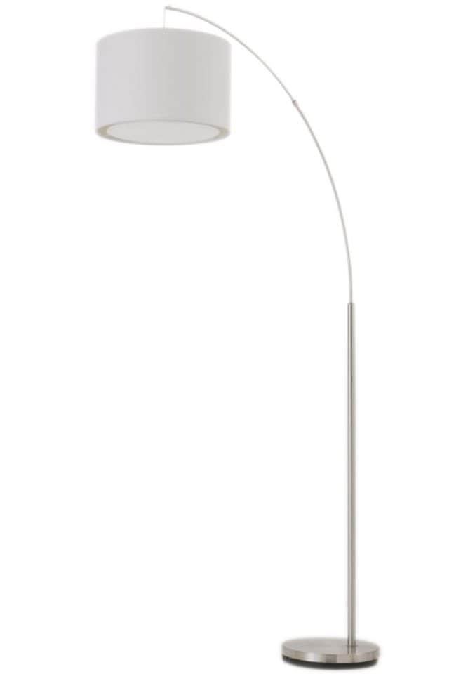 Brilliant Bogenlampe »Clarie«, 1 flammig, Leuchtmittel E27 | ohne Leuchtmittel, 1,8m Höhe, E27 max. 60W, eisen/weiß, Stoffschirm, Metall/Textil