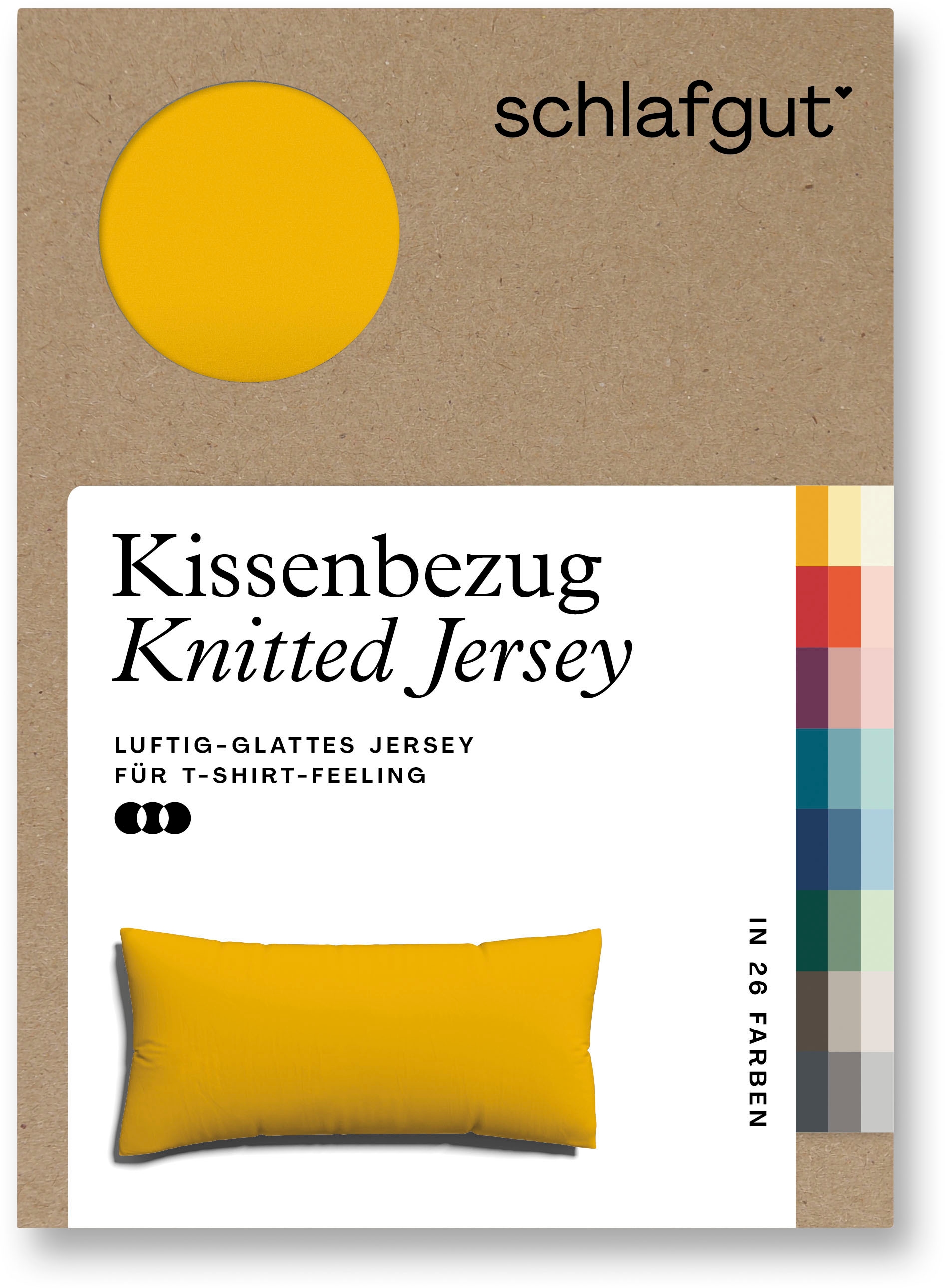 Schlafgut Kissenbezug »Knitted Jersey aus Bio-Baumwolle mit Elasthan, bügelfrei,«, (1 St.), besonders fein gestrickt, Kissenhülle mit farbigem Reißverschluss