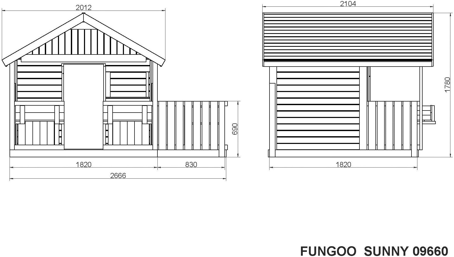 FUNGOO Spielhaus »SUNNY BANDCORNER« mit großer Terrasse und Picknicktisch, Tafel, Periskop