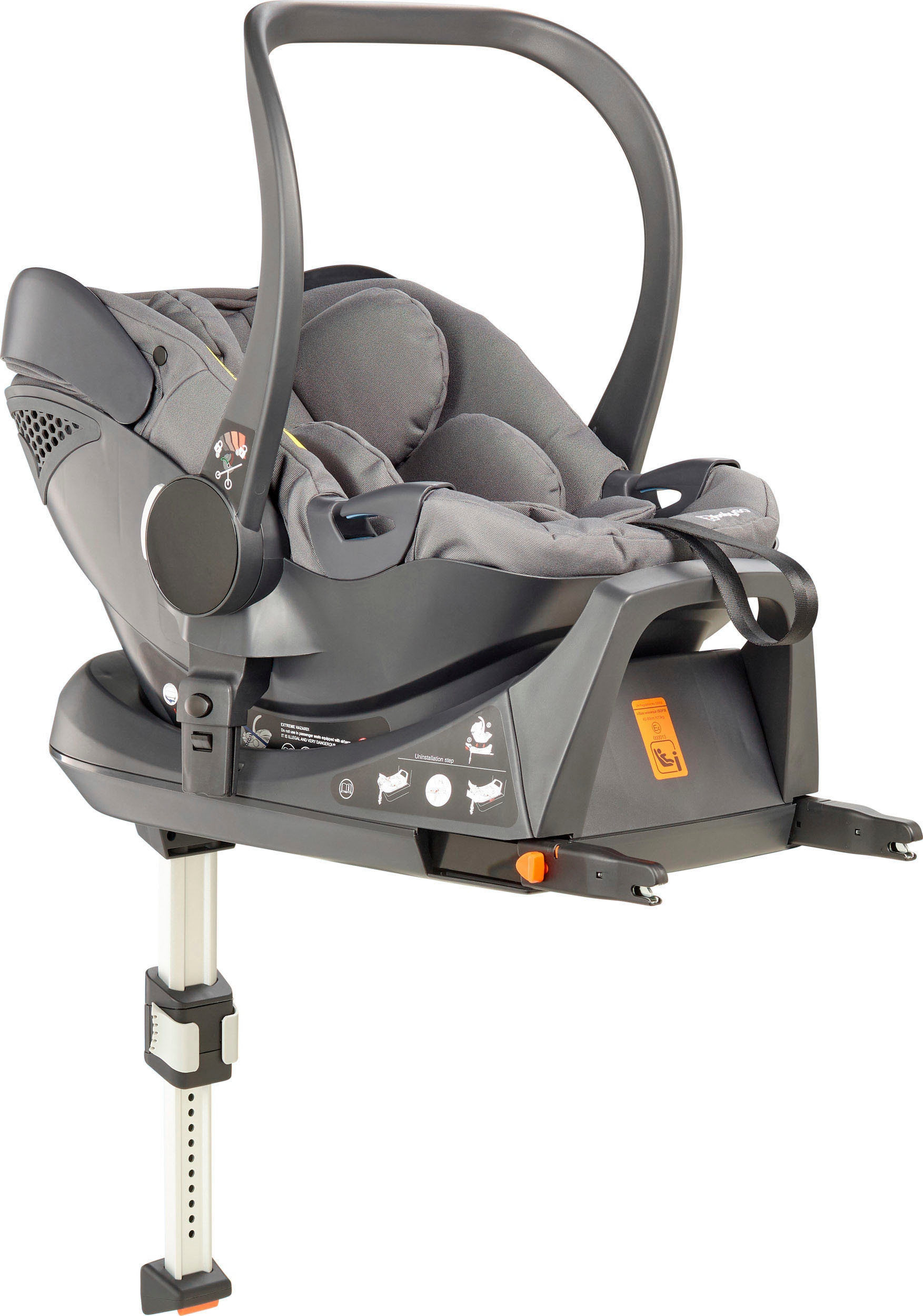 BabyGo Zwillings-Kombikinderwagen »Duo Ultra Set, grau«, inkl. 2 Babyschalen, 2 Isofix Base, Wickeltasche u. 2 Regenhauben