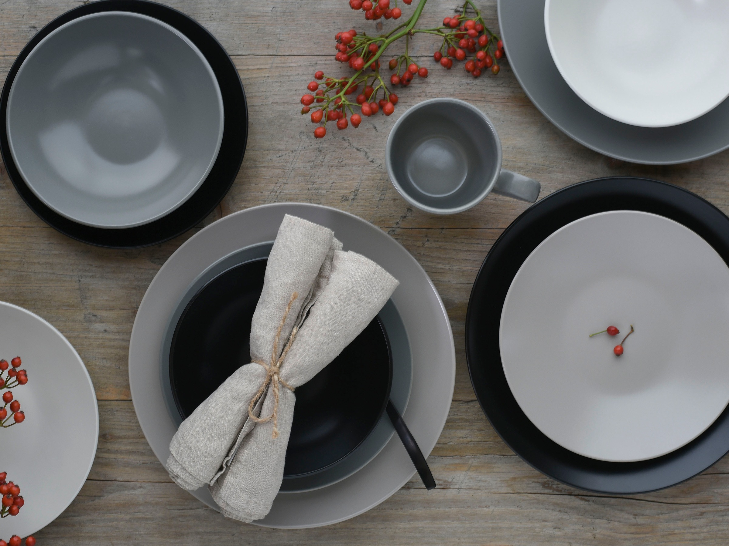 CreaTable Kombiservice »Geschirr-Set Manhattan«, (Set, 16 tlg., Kaffeeservice und Tafelservice im Set, für 4 Personen), Service, Moderne Coupeform, 16 Teile, für 4 Personen