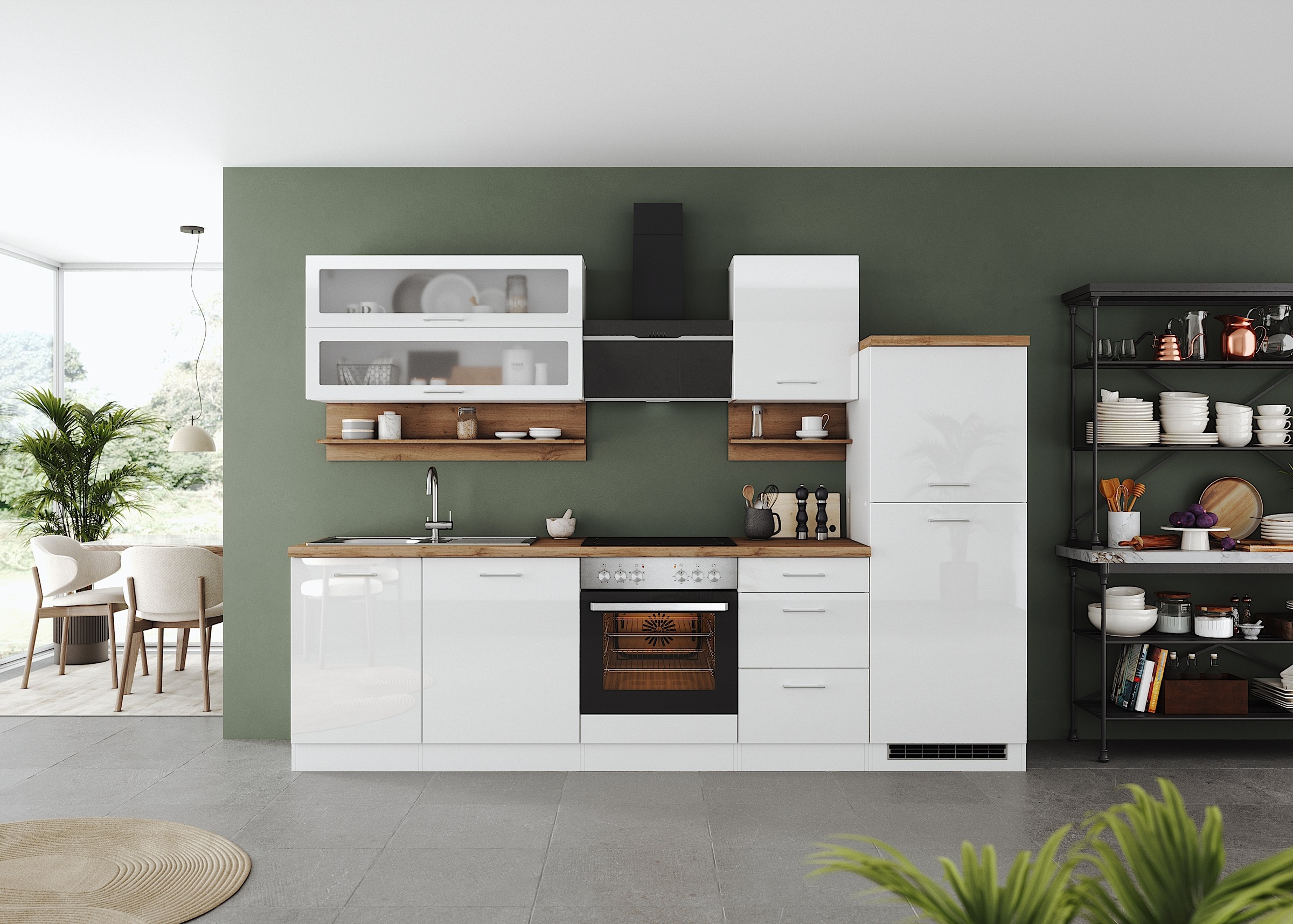 KOCHSTATION Küchenzeile »KS-Milan« 280 cm breit, robuste Metallauszüge, vie günstig online kaufen