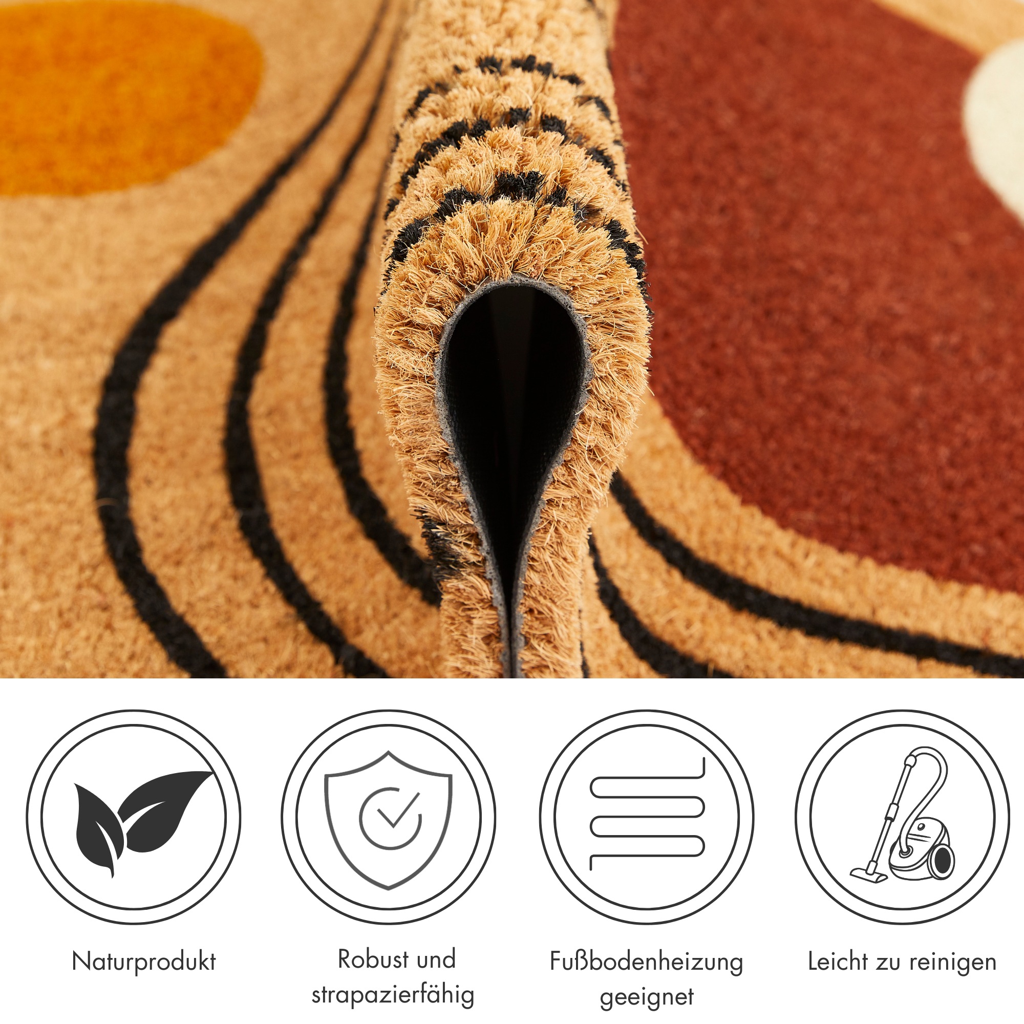 Andiamo Fußmatte »Kokos«, rechteckig, 17 mm Höhe, Schmutzfangmatte, verschiedene Designs, In- und Outdoor geeignet