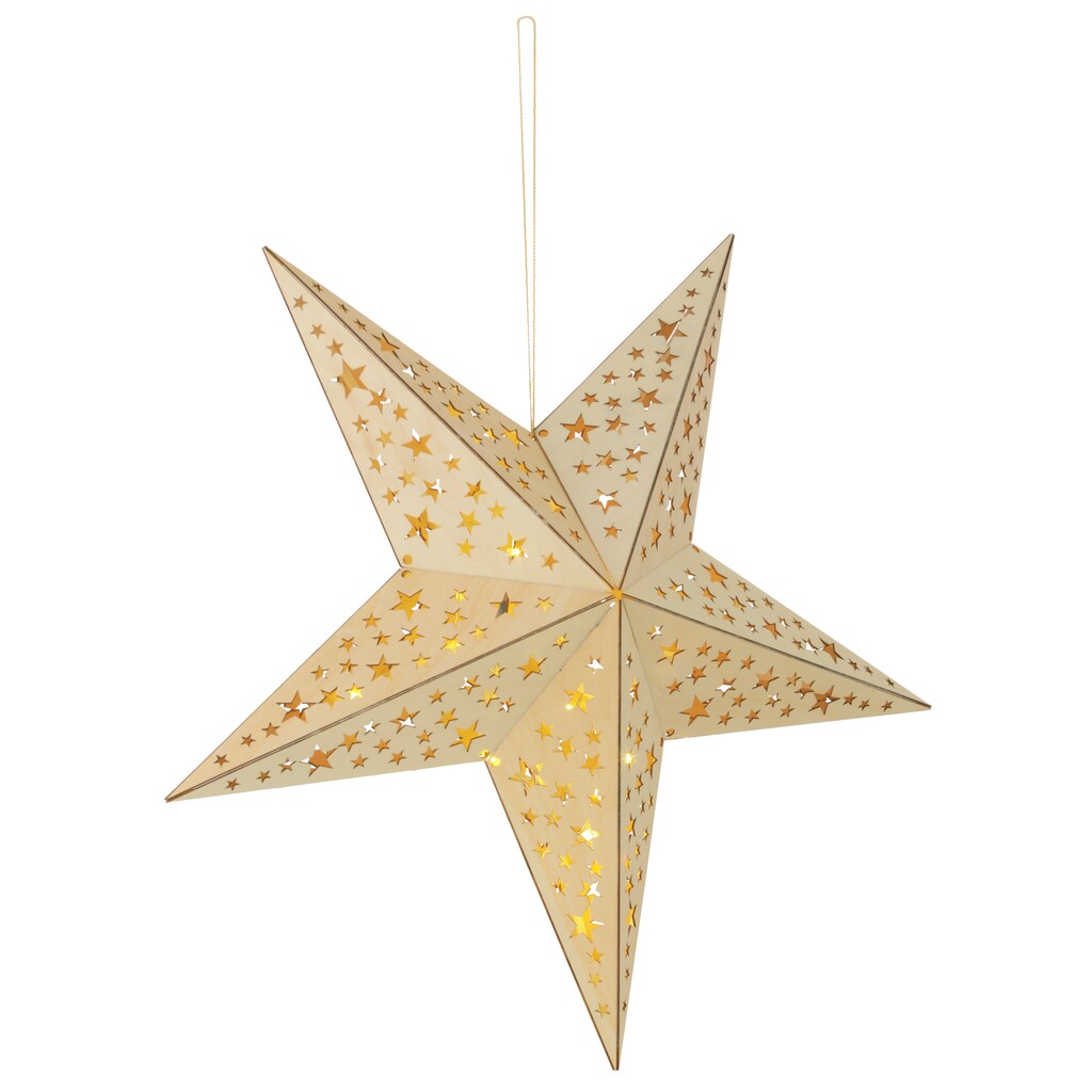 BONETTI LED Stern »Weihnachtsstern«, 10 flammig-flammig, aus Holz, mit Lichterkette, Weihnachtsdeko